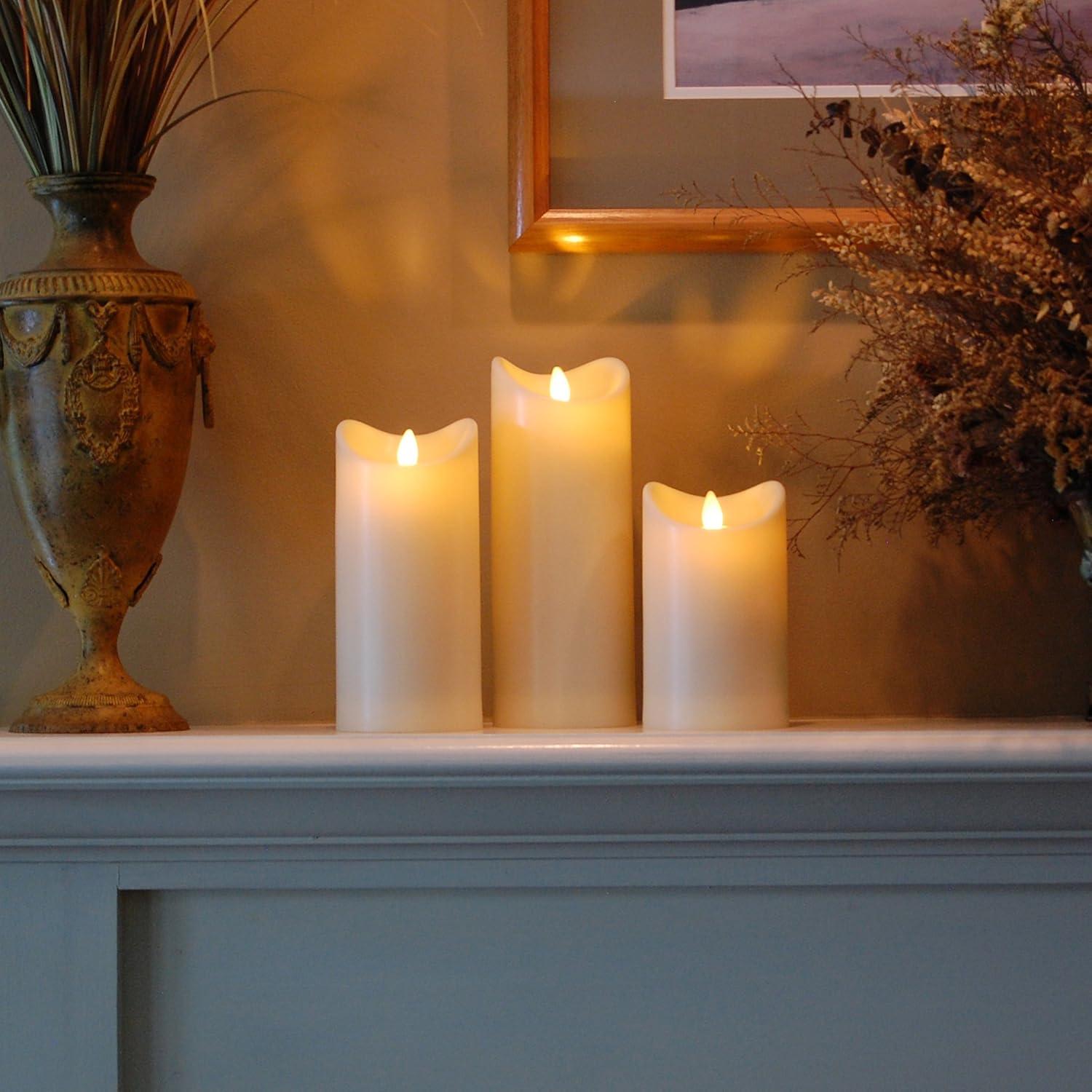 LumaBase Battery Operated 9" Pillar Candle with Flickering Flame