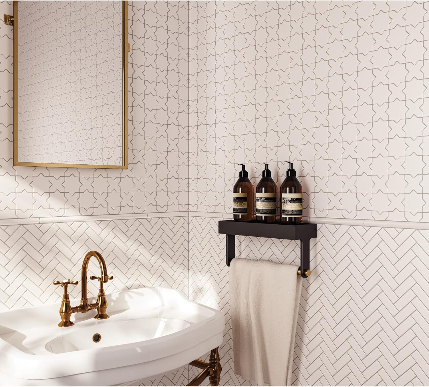 Le Cafe 2" x 2" Cross and Star Matte Porcelain Mosaic Tile
