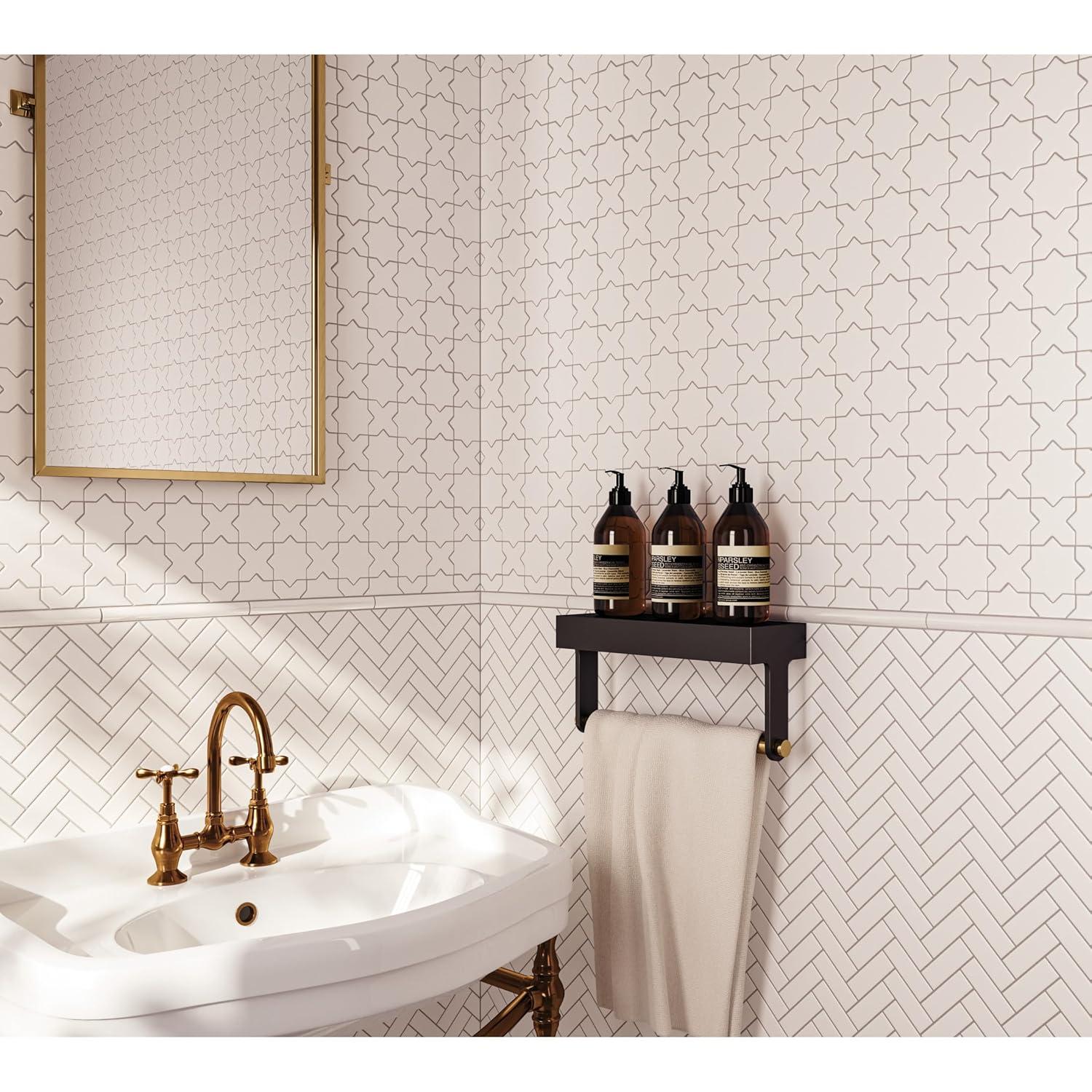 Le Cafe 2" x 2" Cross and Star Matte Porcelain Mosaic Tile