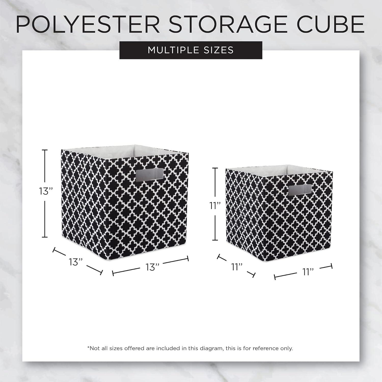 Stone and White Striped Polyester Storage Cube 13x13x13