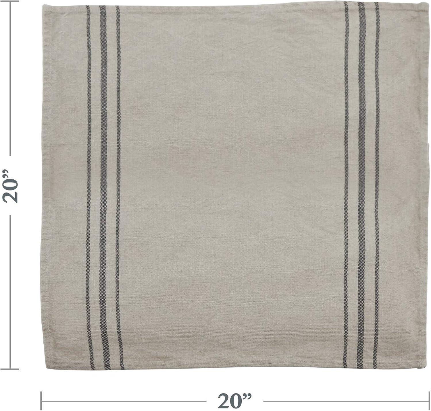 Saro Lifestyle Striped Linen Napkin, 20" Square, Natural (Set of 4)