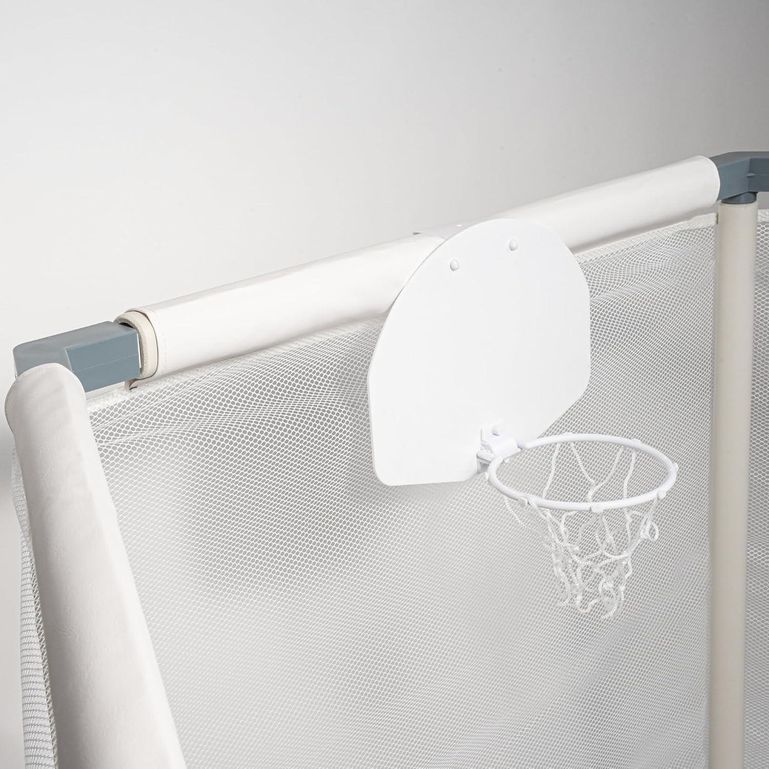 Square House Kids Trampoline, Aesthetic Indoor and Outdoor Toddler Trampoline with Safety Net, Basketball Hoop, 220lb Capacity, Ultra Safe No-Gap Design, Gifts for Boys & Girls (Arctic Blue, 4 FT)