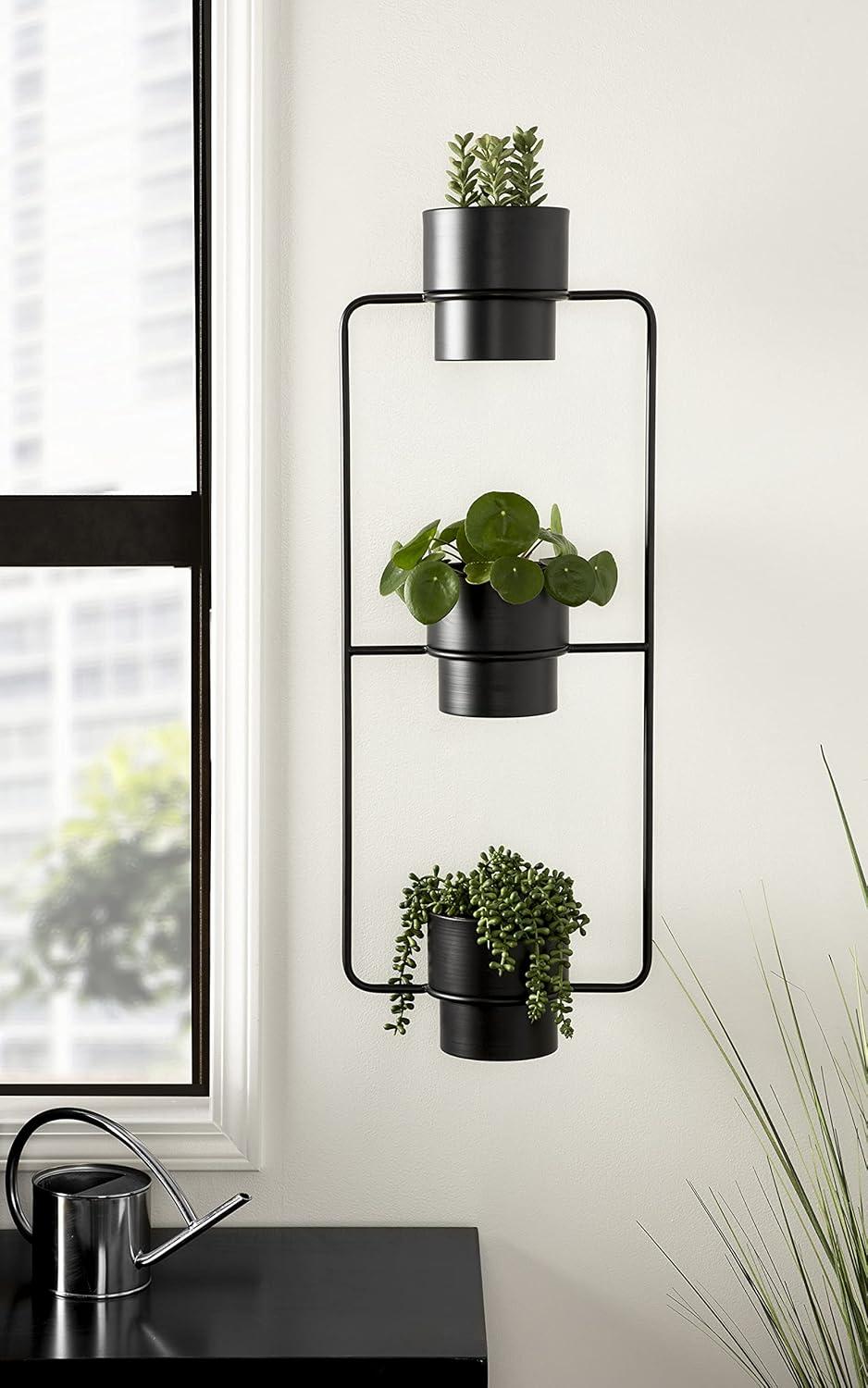 Kate and Laurel Ascher  Metal Hanging Planter, 13x9x36, Black