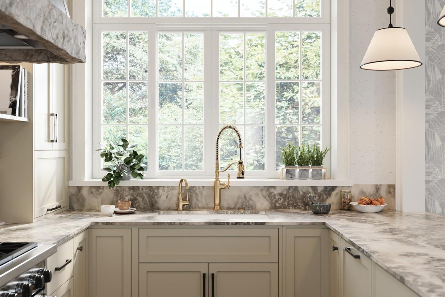 Kohler Tournant® Single Handle Semi-Professional Pre-Rinse Kitchen Faucet with Three-Function Pull Down Sprayer