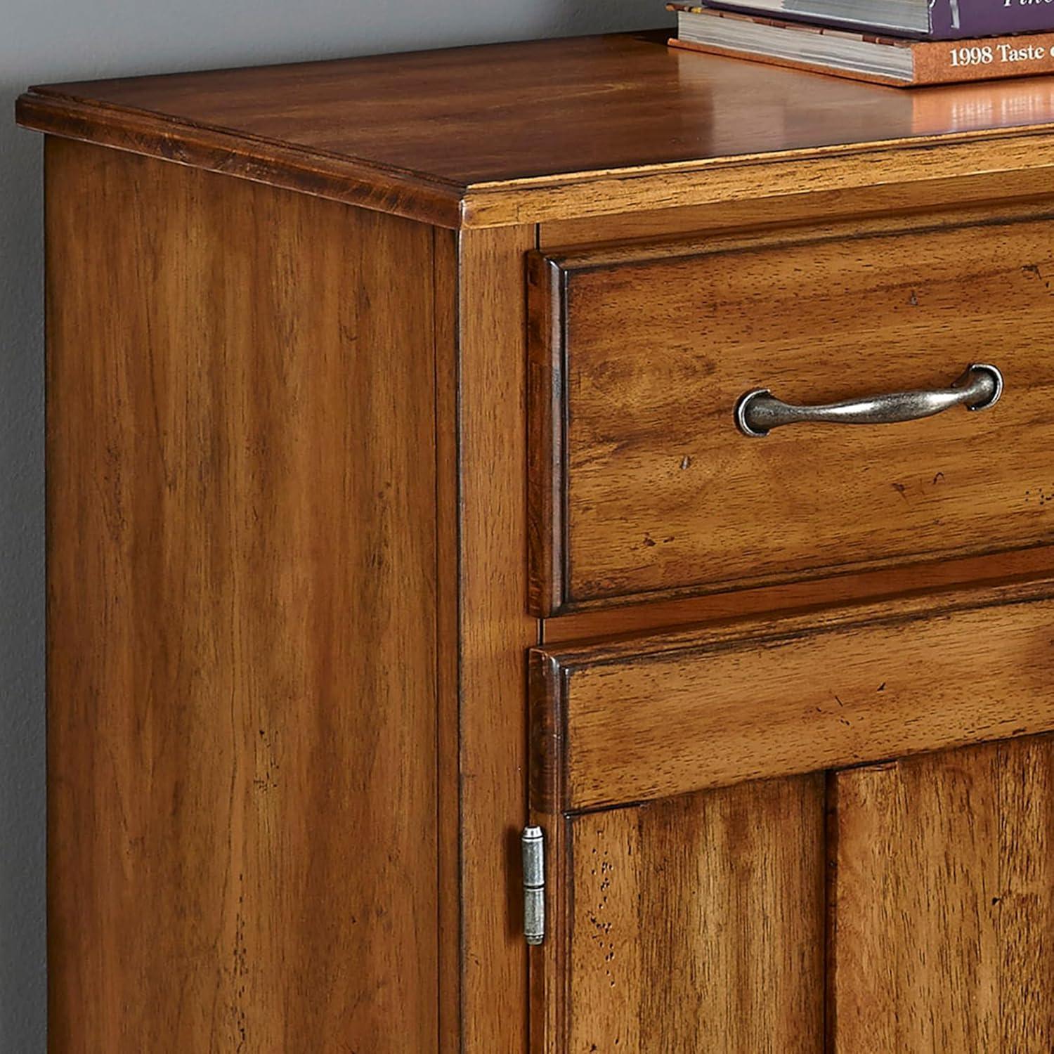 Sideboard Buffet Servers with Stainless Top Oak Brown - Home Styles: Kitchen Storage, Adjustable Shelves