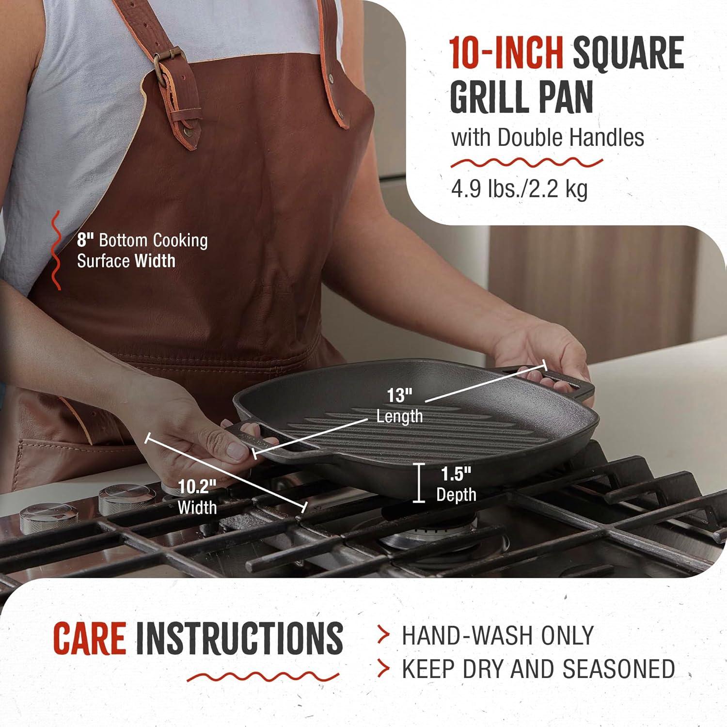 Victoria 10'' Cast Iron Grill Pan / Griddle Set