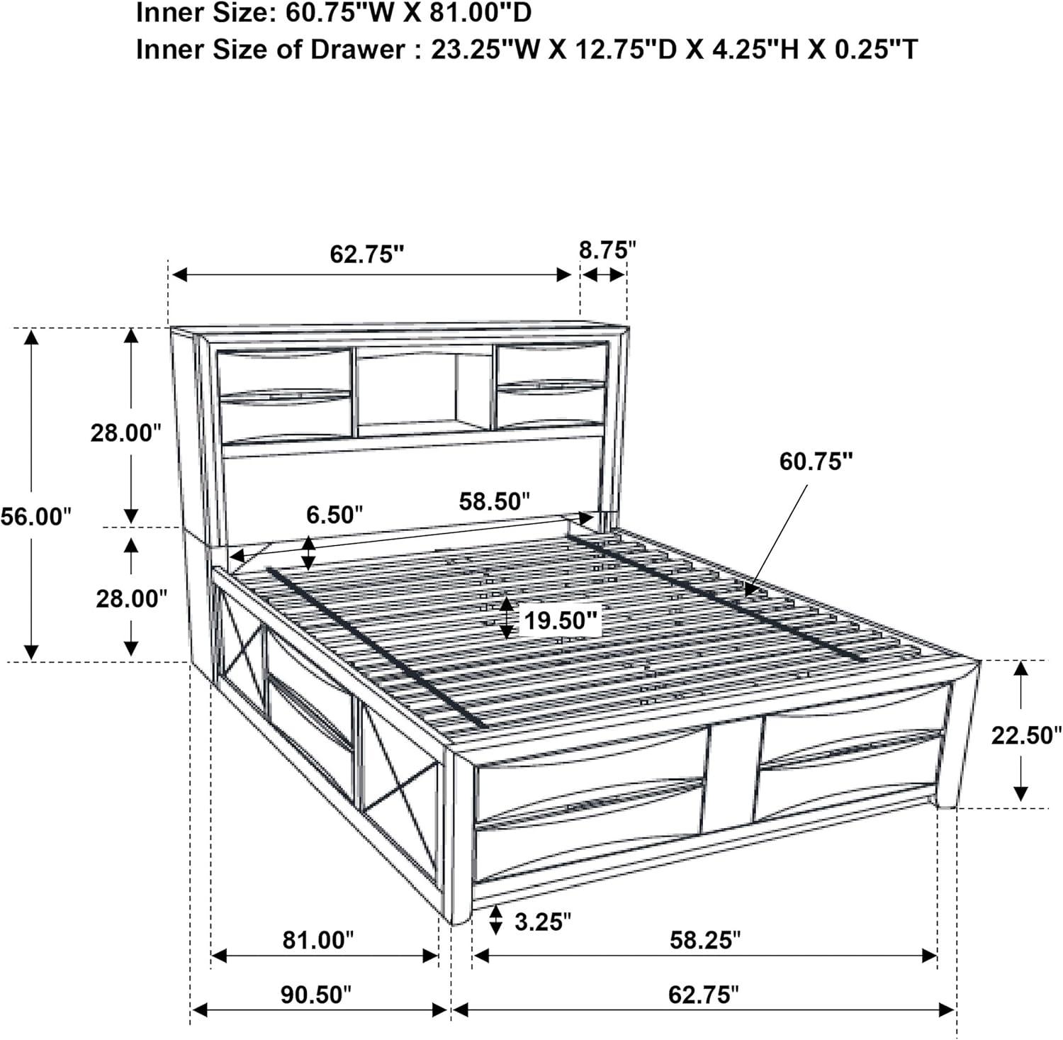 Briana Storage Bedroom Set with Bookcase Headboard Black