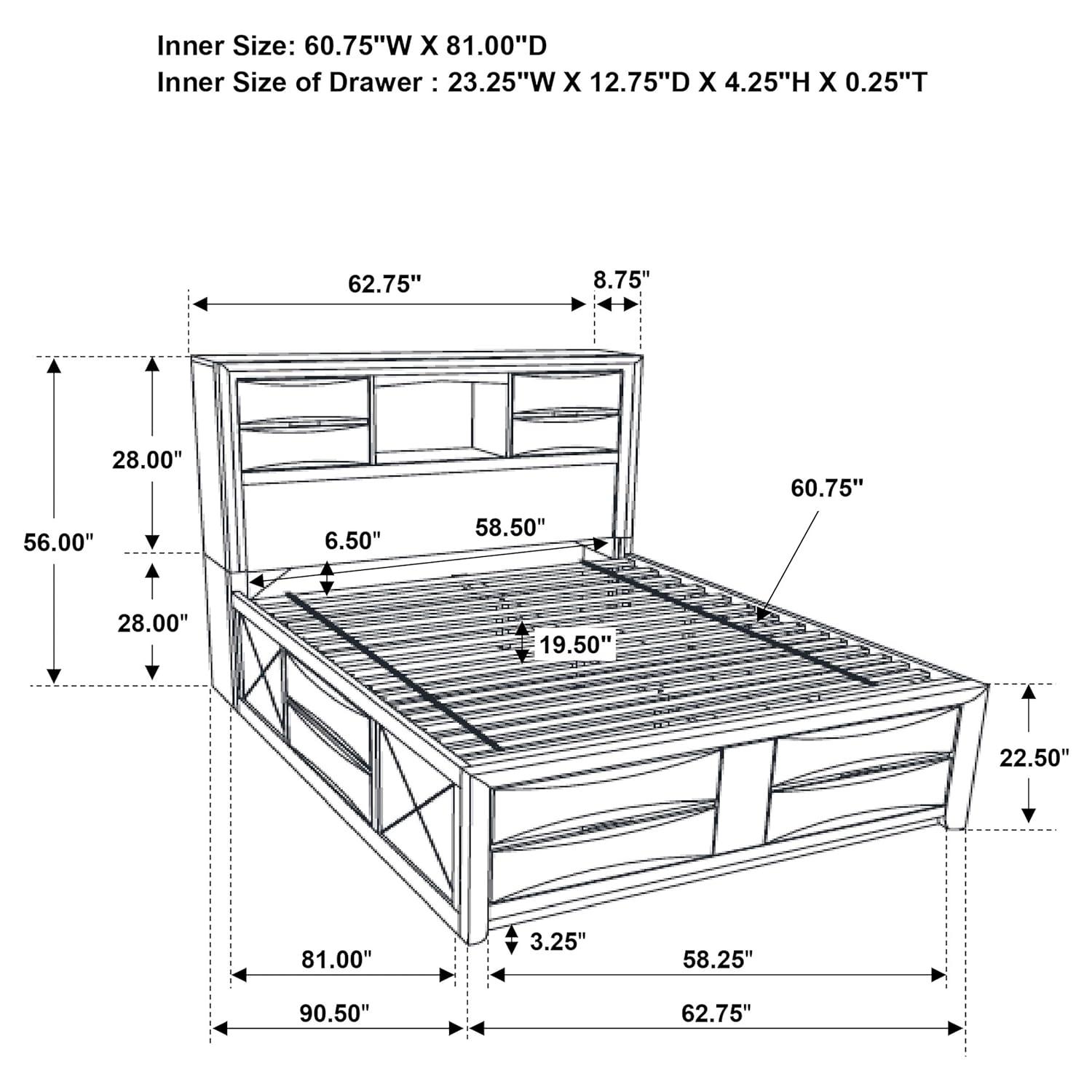 Briana Storage Bedroom Set with Bookcase Headboard Black