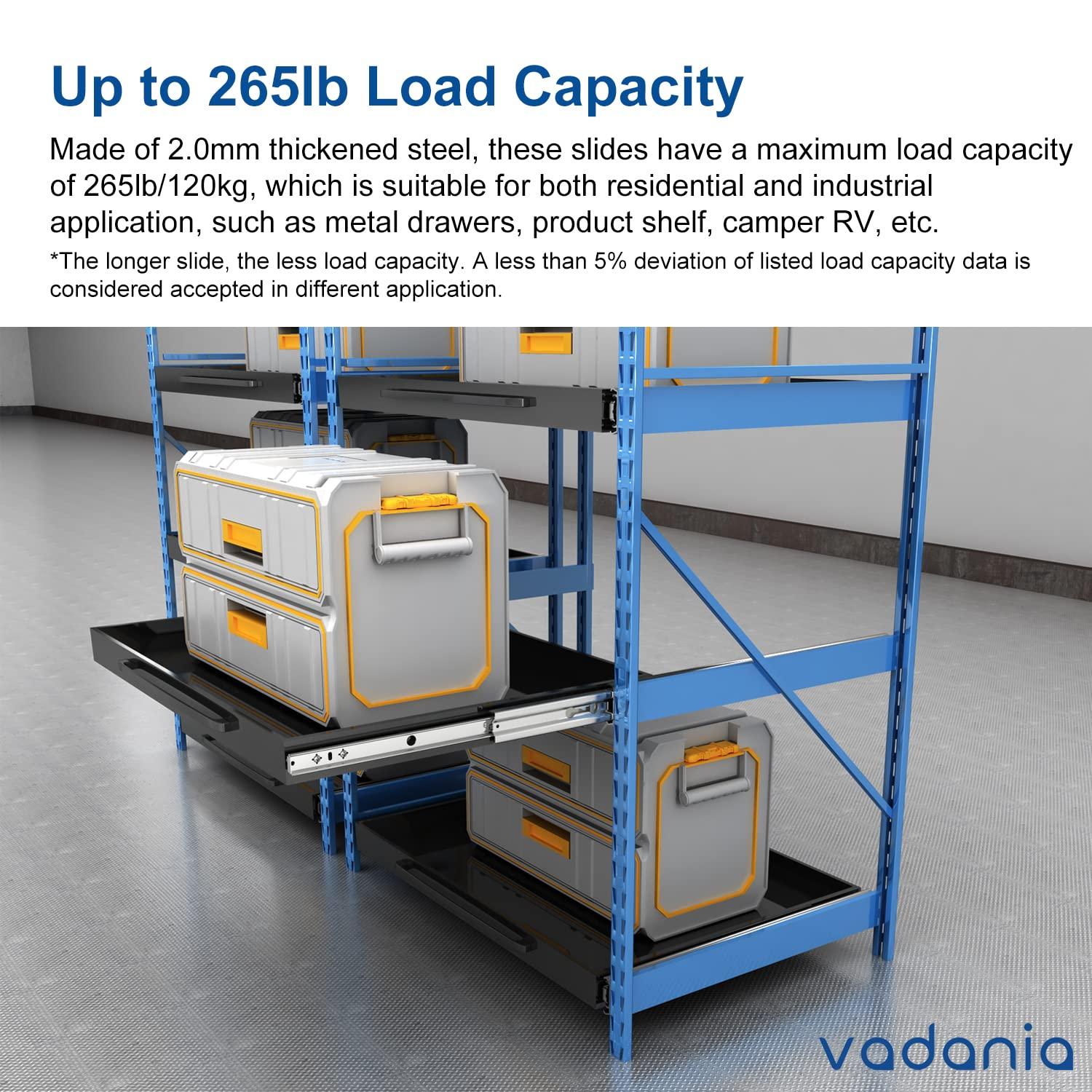VADANIA VD2053 Heavy Duty Drawer Slides with Lock, 265lb Load Capacity, 28inch/700mm 1 Pairs
