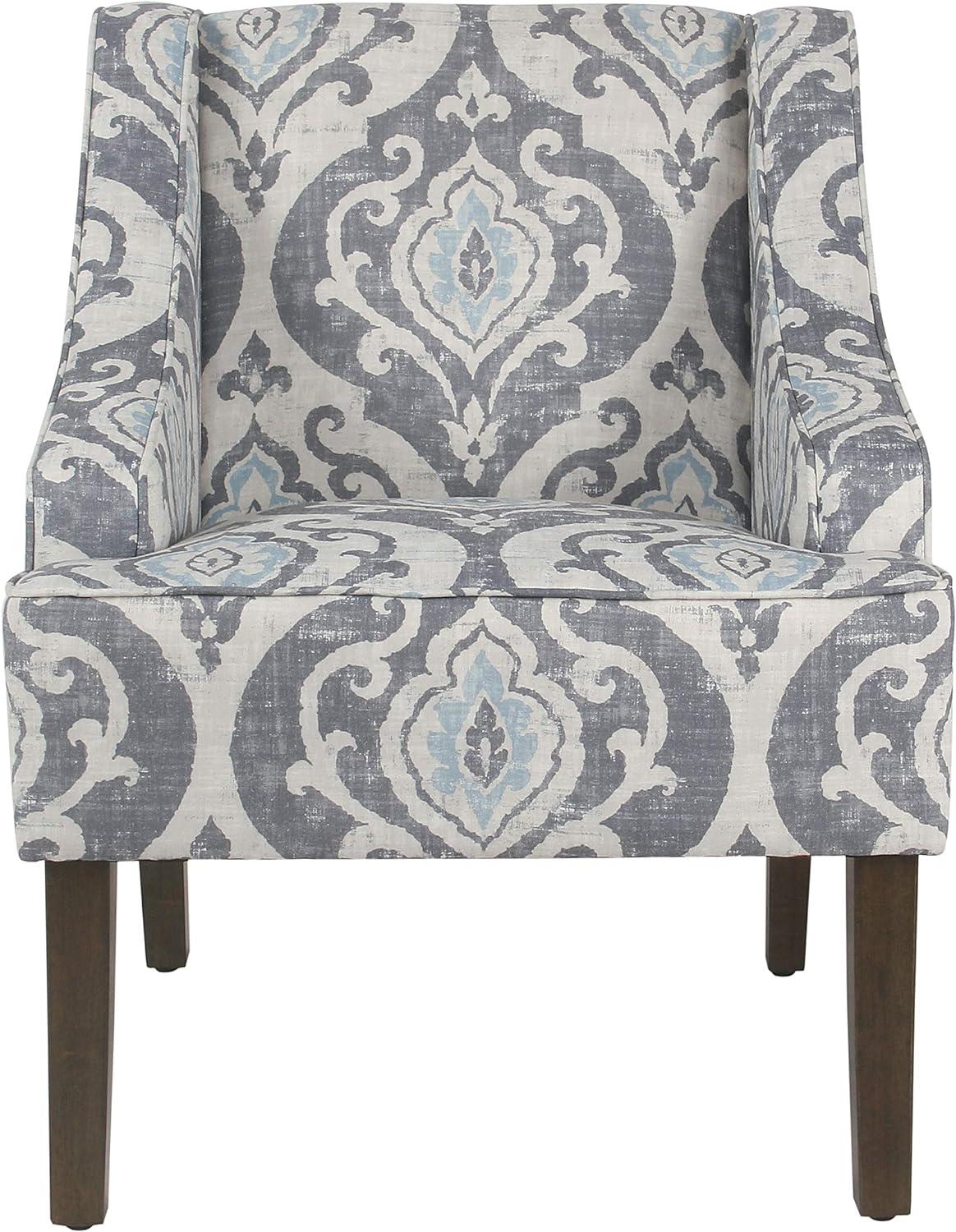 Suri Blue Classic Swoop Accent Chair with Wood Legs