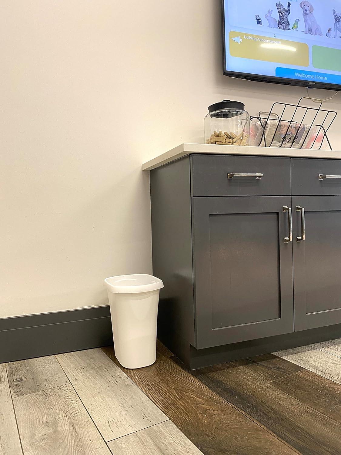 White Rectangular 3-Gallon Plastic Open-Top Trash Can