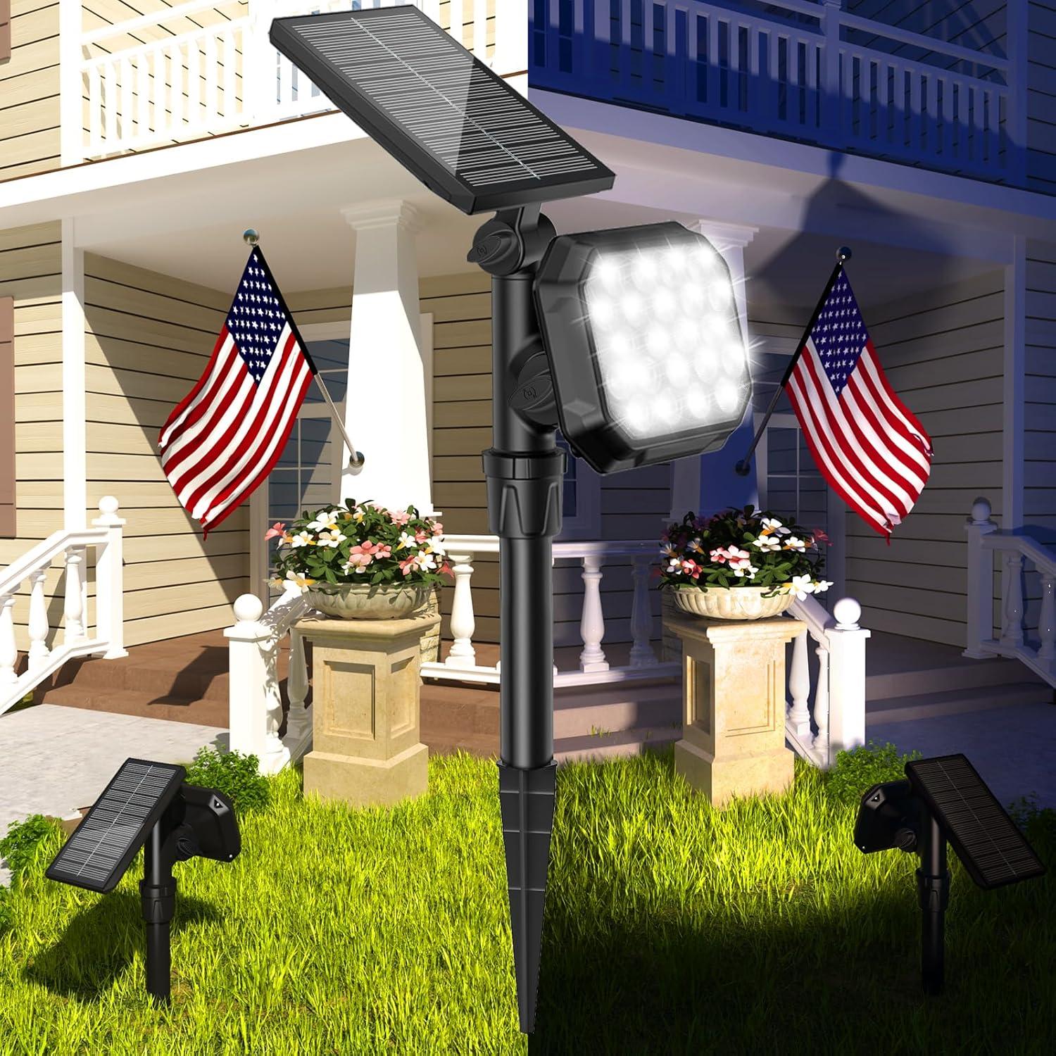 Black Solar Powered LED Security Spot Lights (4-Pack)