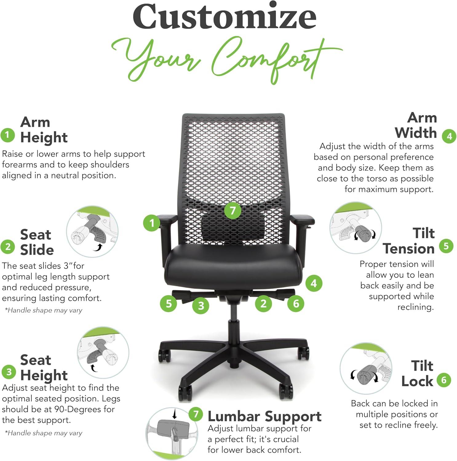 Black Mesh Ergonomic Task Chair with Adjustable Arms