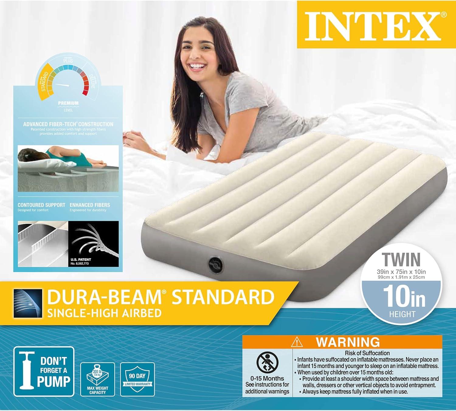 Intex Dura-Beam Standard Series Single Height Inflatable Airbed, Twin