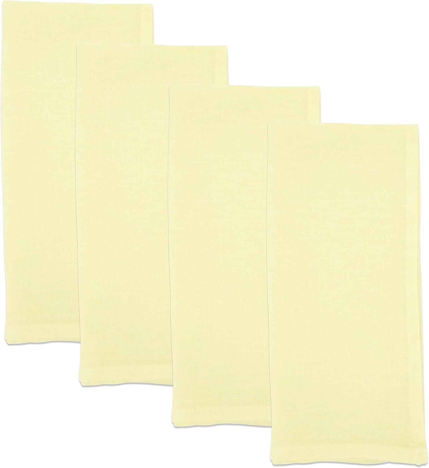 Saro Lifestyle Classic Pure 100% Linen Table Napkin (Set of 4), 20", Yellow
