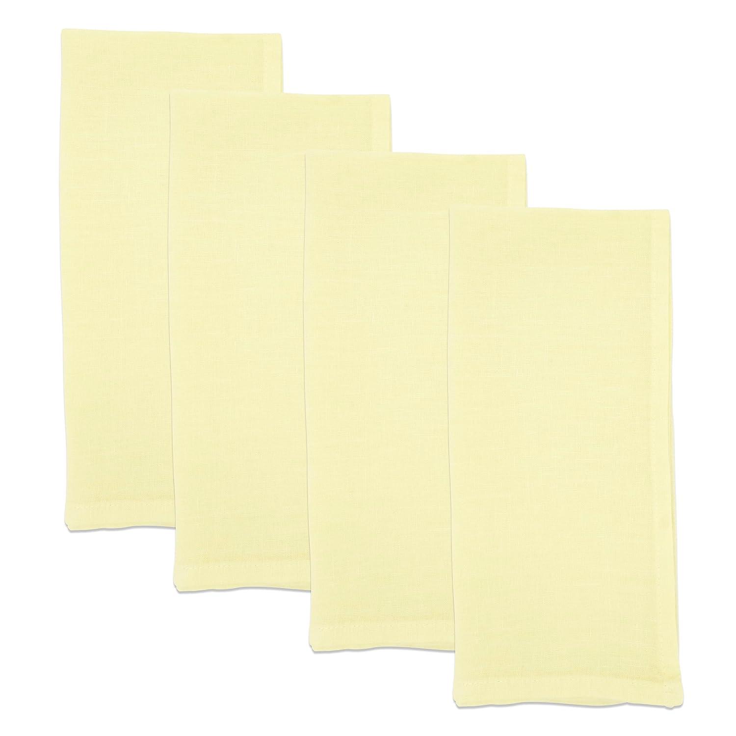 Saro Lifestyle Classic Pure 100% Linen Table Napkin (Set of 4), 20", Yellow