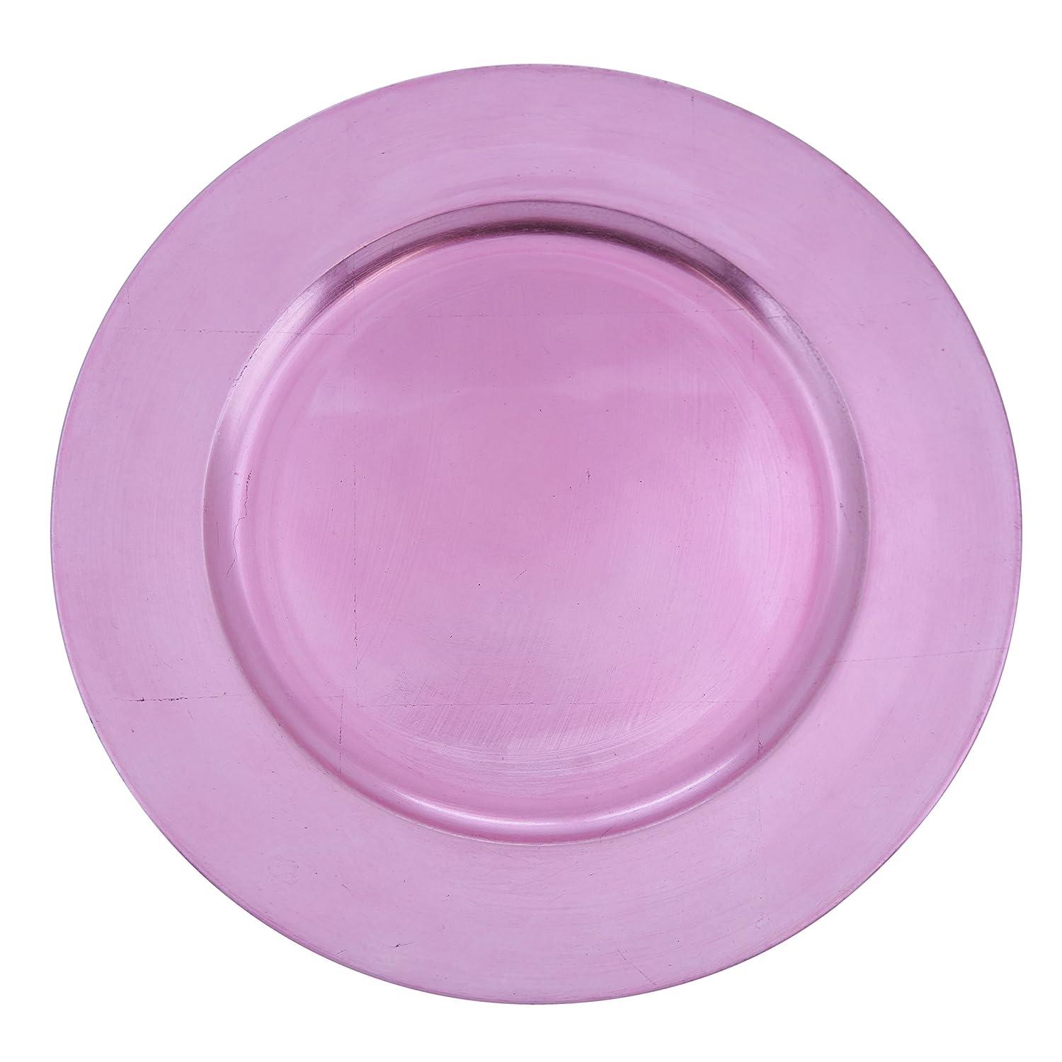 Saro Lifestyle Classic Solid Color Charger Plates, Pink, 13" Round