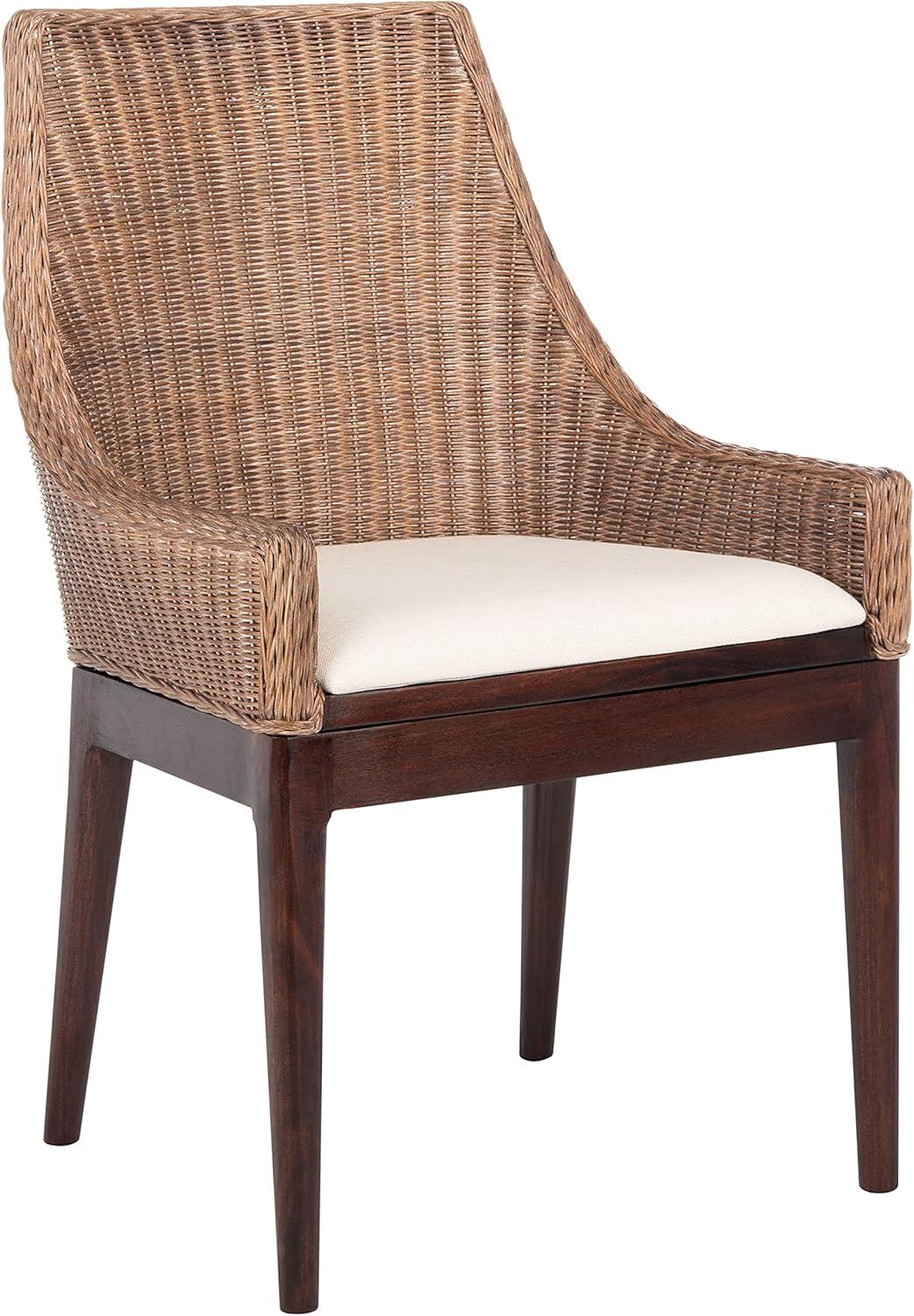 SAFAVIEH Franco Sloping Chairs, Brown/Natural/White (24.3 in. W x 23.5 in. D x 32.3 in. H)