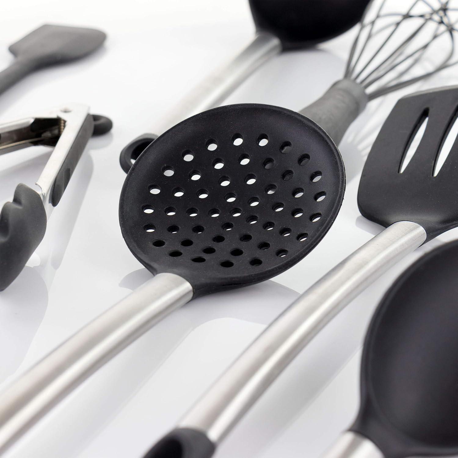 MegaChef 14 Piece Gray Silicone and Stainless Steel Cooking Utensils