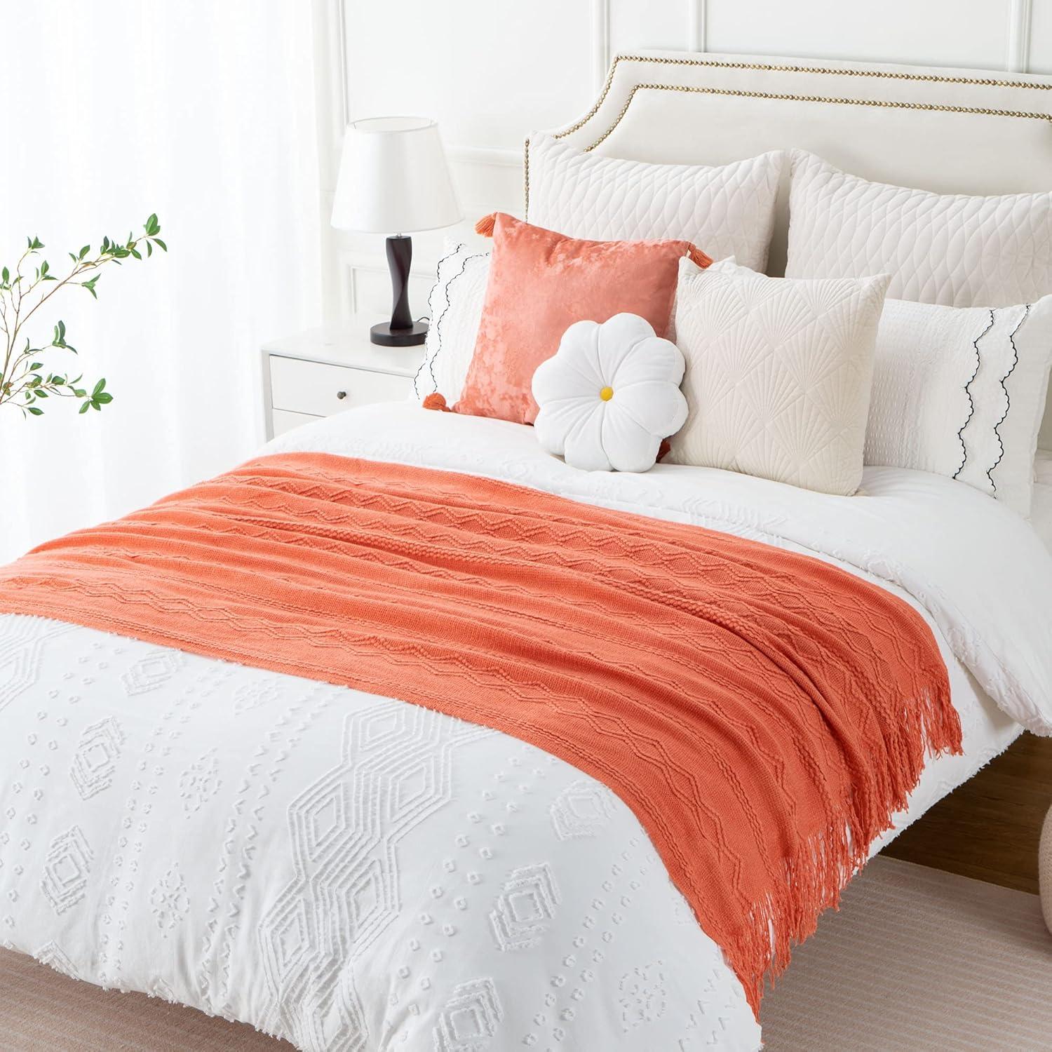 Battilo Home Throw Blanket for Couch, Textured Soft Throw Blankets, Decorative Knitted Blanket for Home Living Room Decor, 50"x60"