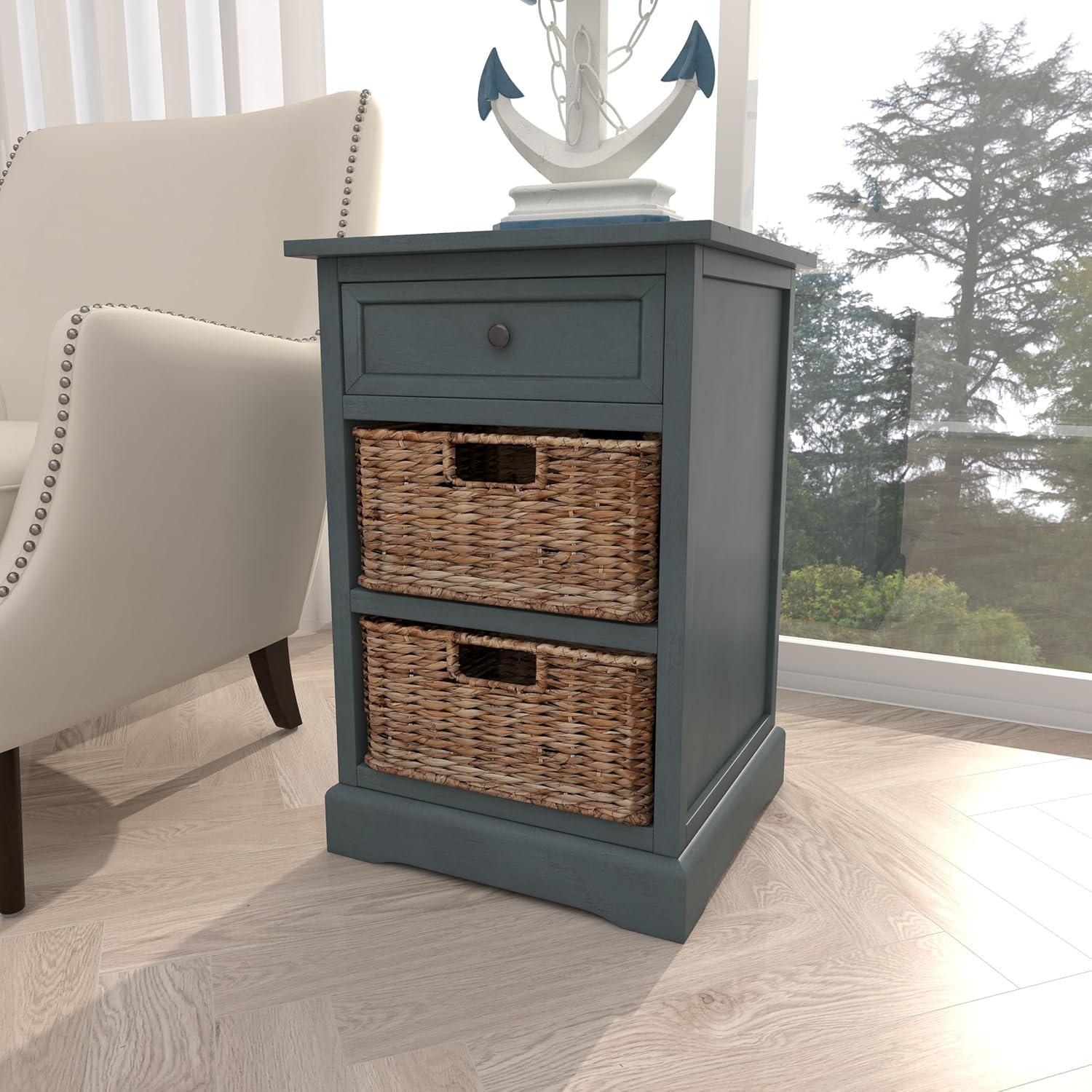 Wooden Side Chest with Wicker Drawers Brown - Olivia & May