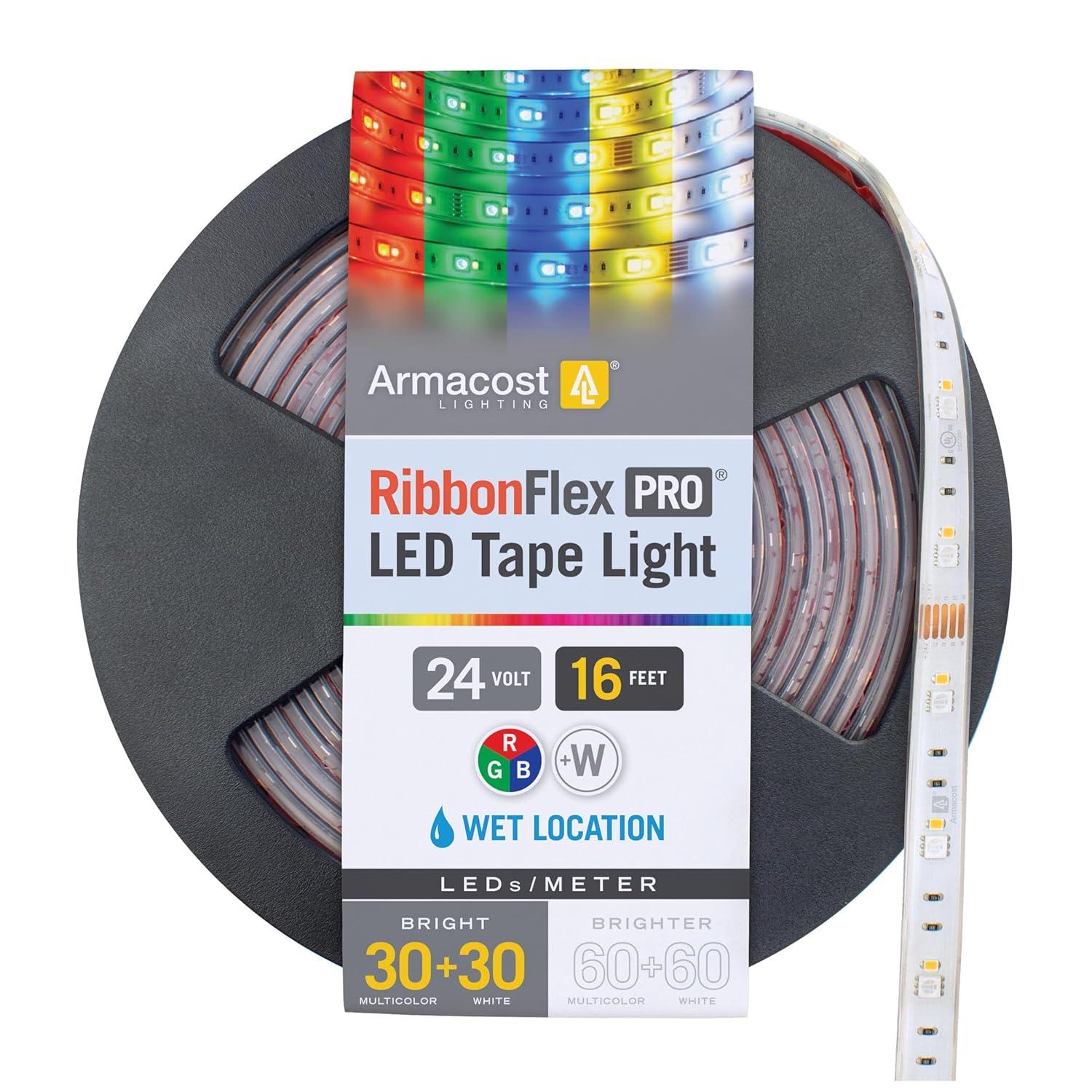 RibbonFlex Pro, 24V, RGB+W, 30+30LEDs/M, IP67, 5M Under Cabinet Tape Light