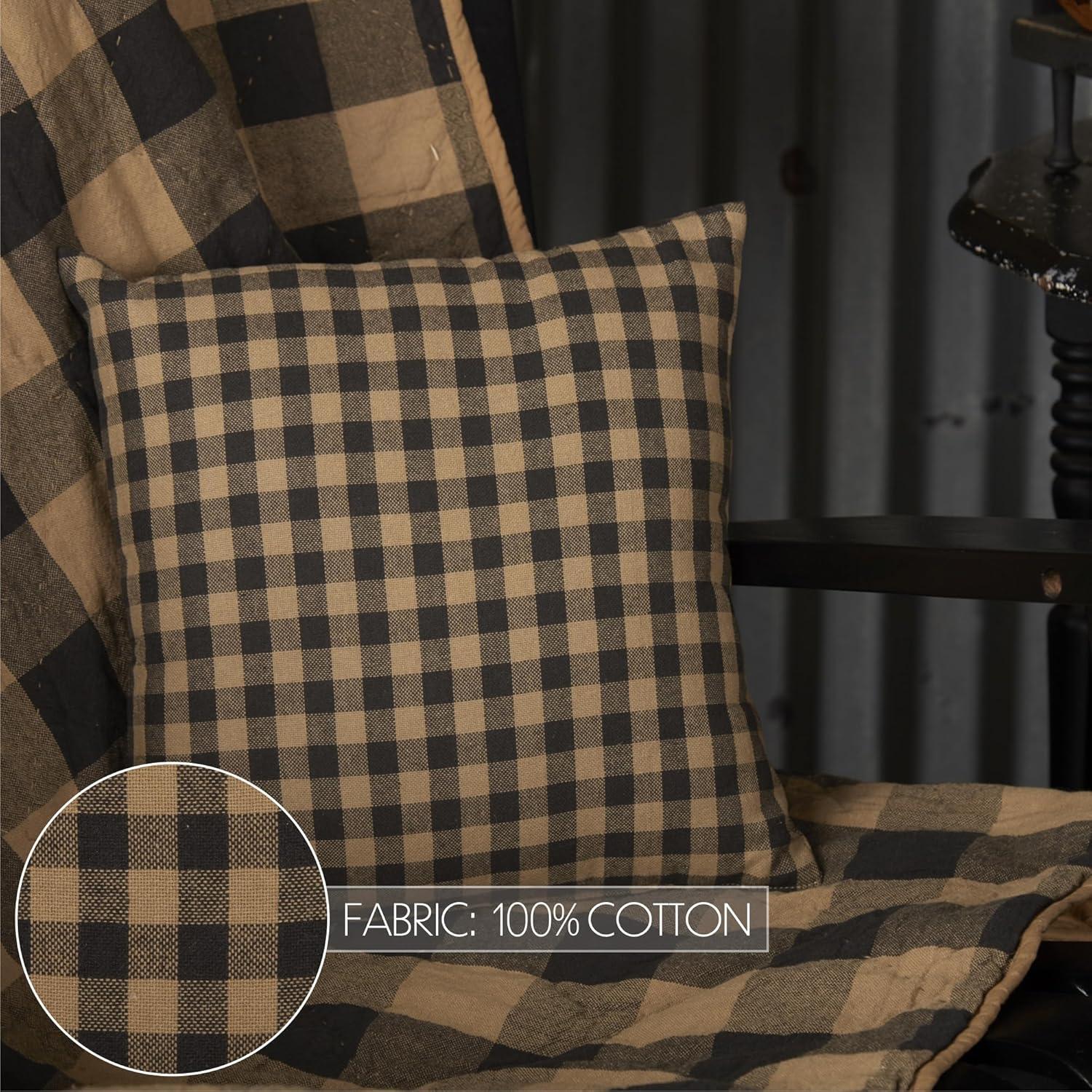 VHC Brands Black Check, Cotton, 12x12, Pillow, Fabric, Black