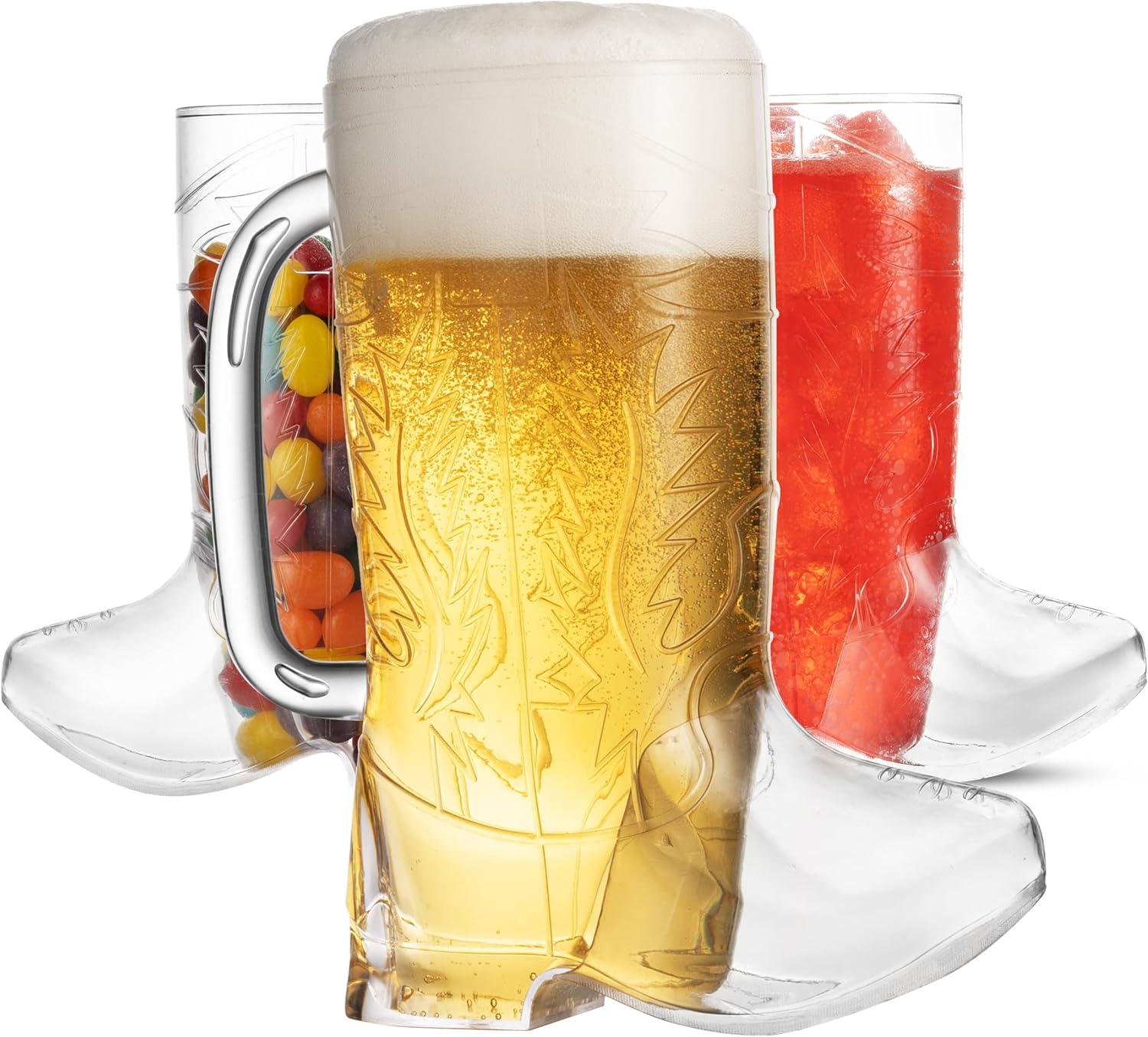 JoyServe 17 Oz Cowboy Boot Mug with Handle Western Themed Cup Party Decorations, 6-Pack
