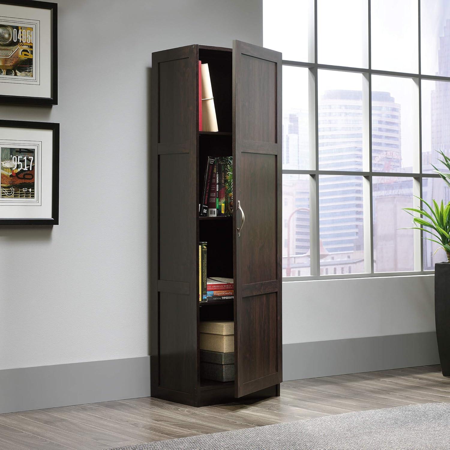 Sauder 60"H Raised Panel Doors Storage Pantry, Cinnamon Cherry Finish