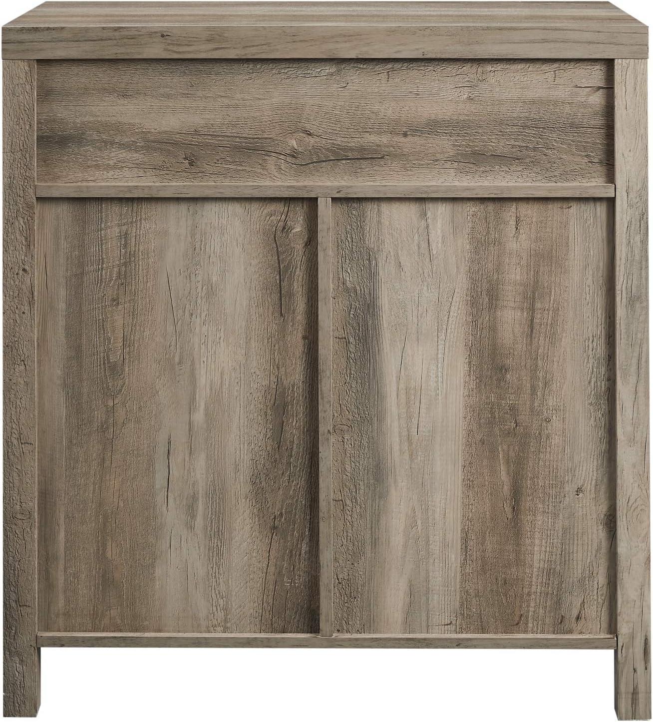 Walker Edison Sliding Barn Door Accent Cabinet, Grey Wash