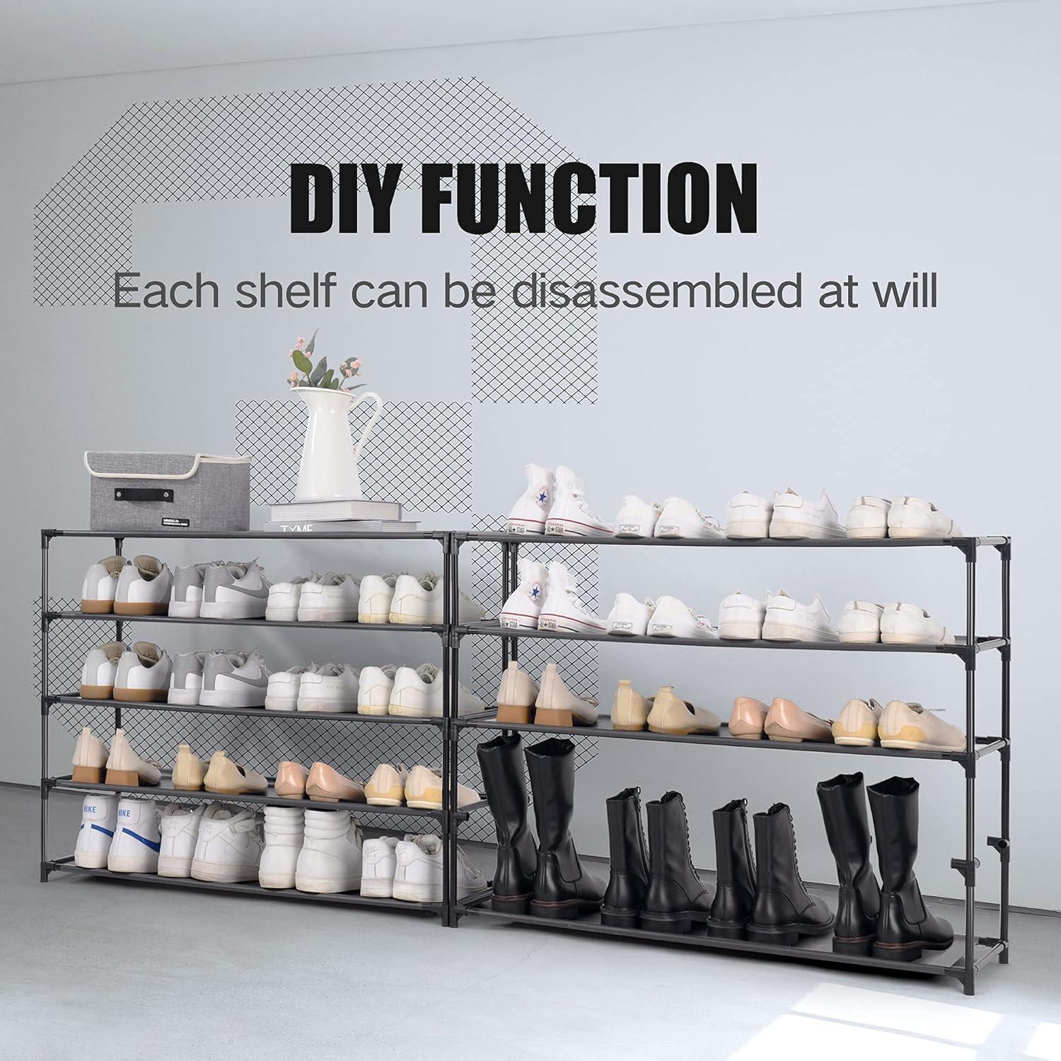 UBesGoo 10 Tiers Shoe Rack Shoe Shelf Free Standing 50 Pairs Shoe Tower Stand Space Saving Storage Organizer for Closet Entryway Bedroom Dorm Black