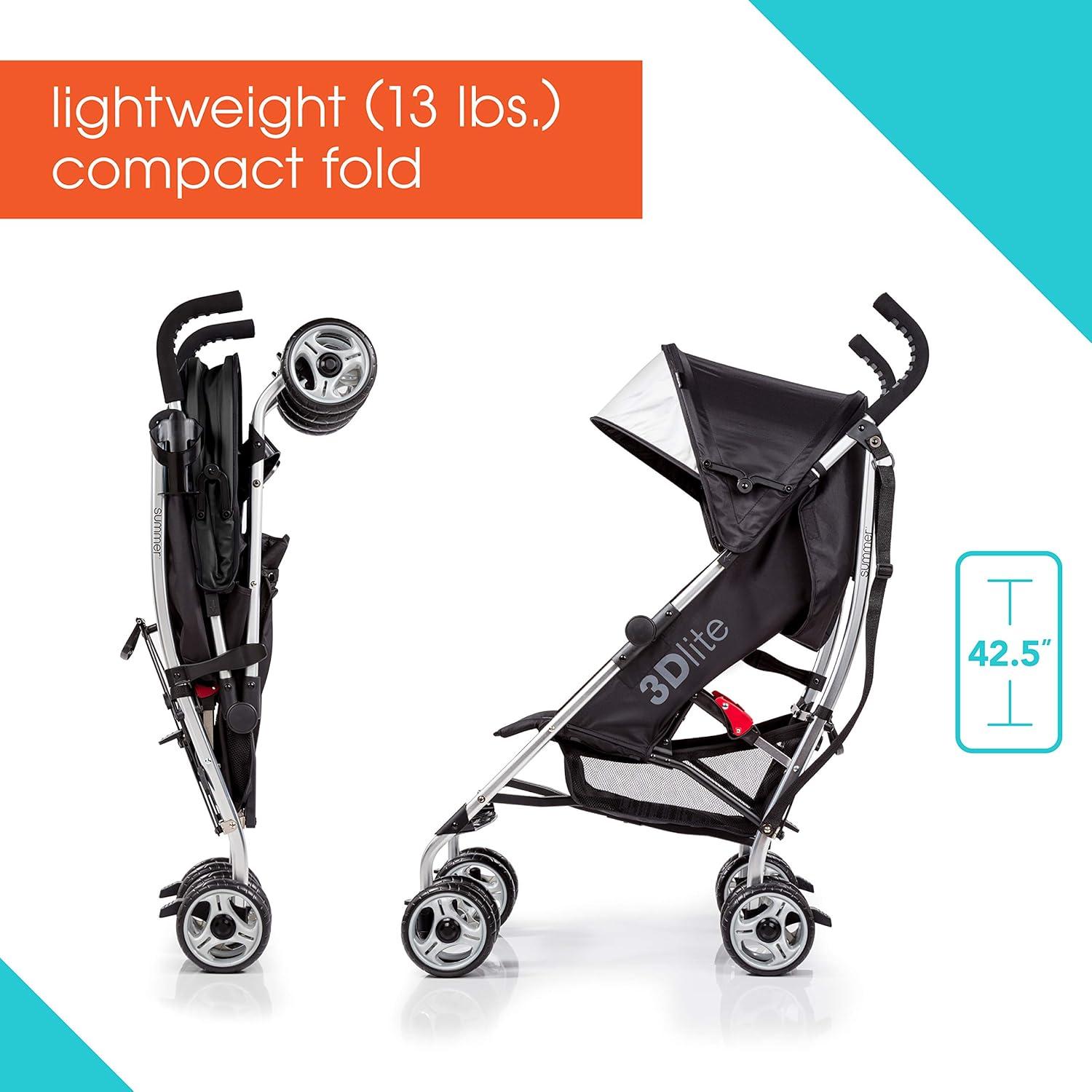 Black Aluminum Lightweight Umbrella Stroller with Sun Shade