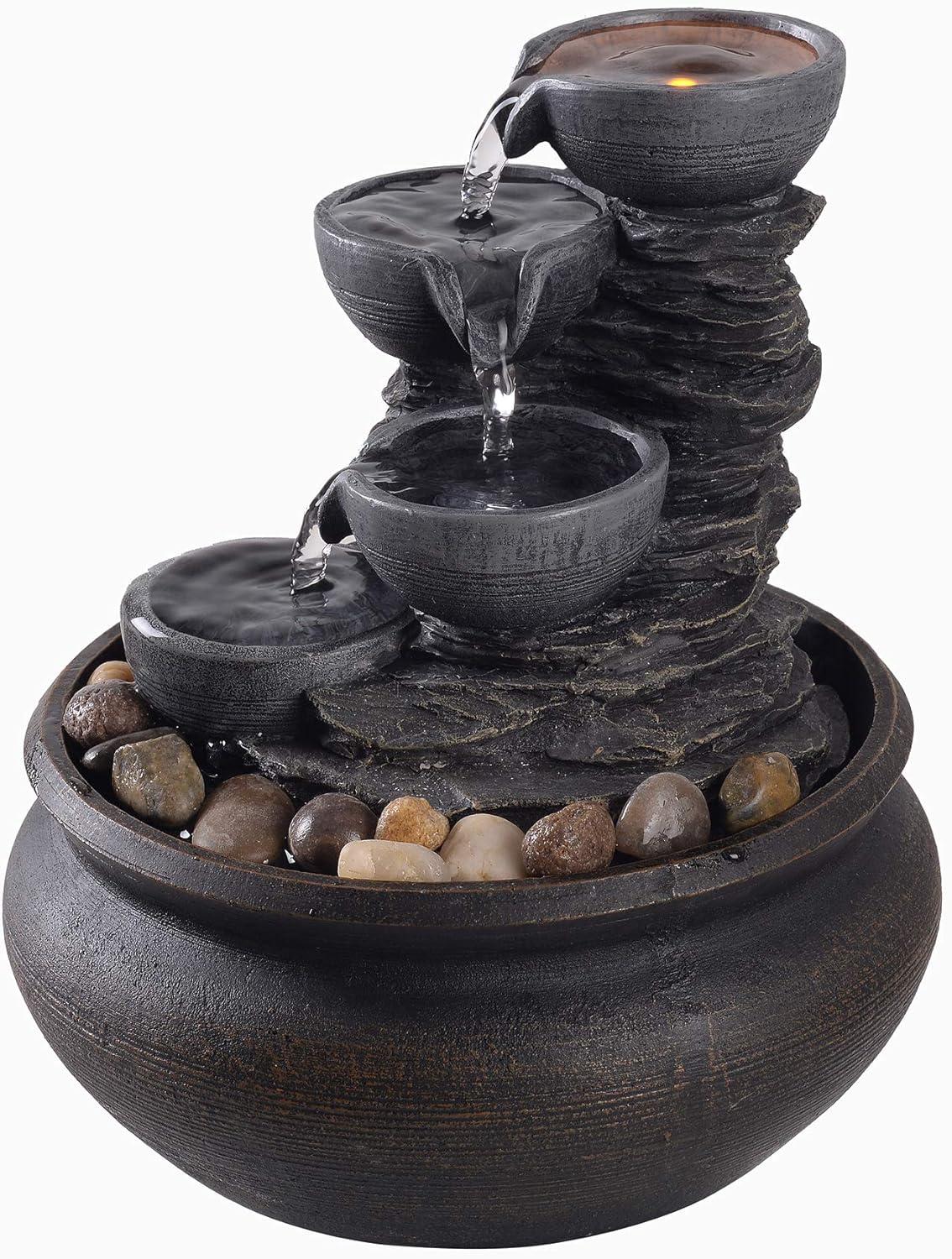 Teamson Home 7.87" 4-Tier Tabletop Fountain with LED Lights