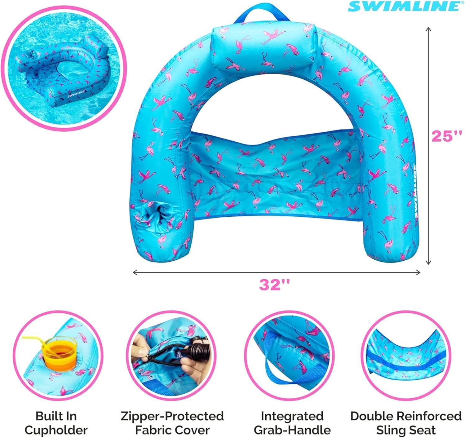 Swimline Flamingo Fabric Covered Floating U-Seat Pool Chair Float - 32"