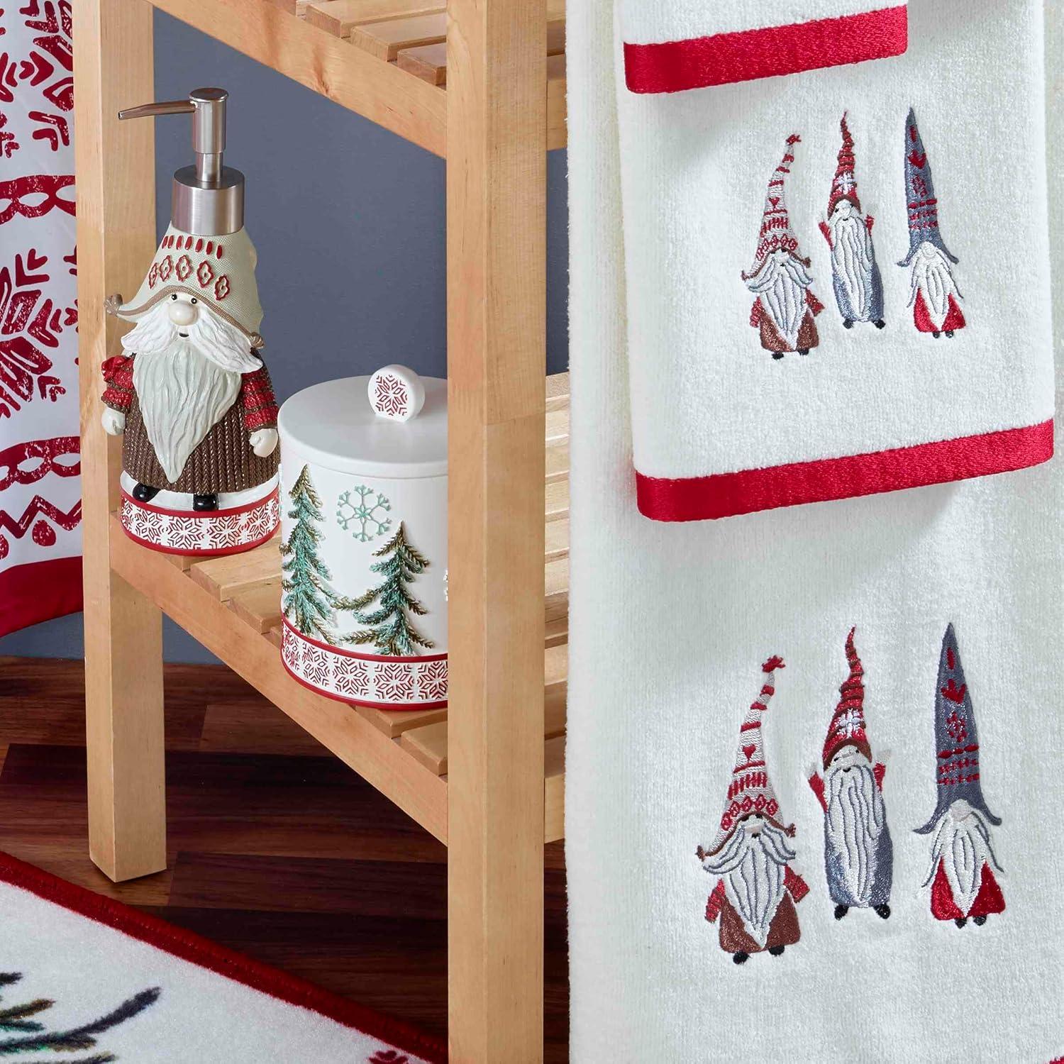 Avanti Linens Christmas Gnomes Lotion Dispenser & 2-Pack Fingertip Towel Set