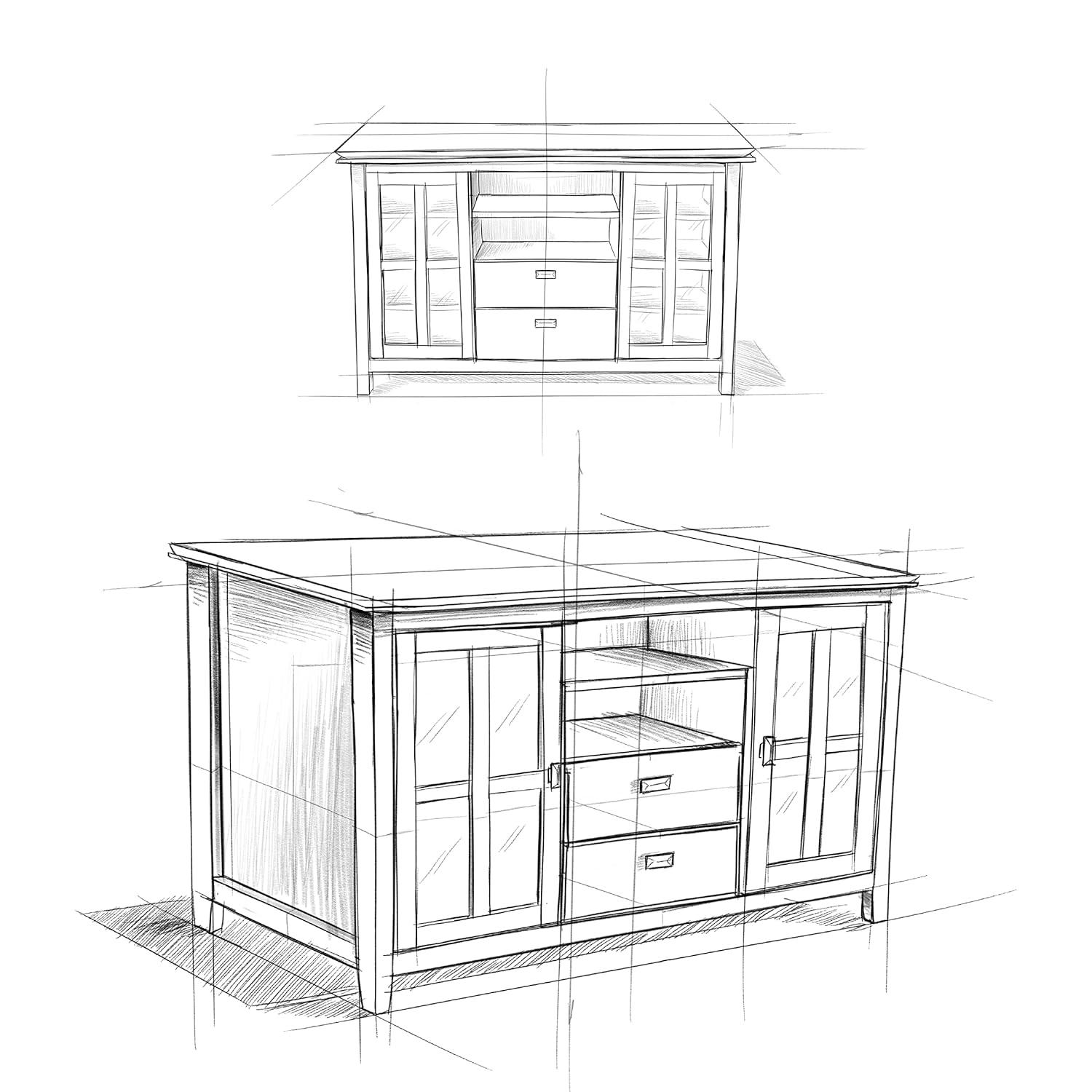 Simpli Home Artisan 53"W Solid Wood Contemporary Tall TV Stand for TVs up to 60" with Adjustable Shelves