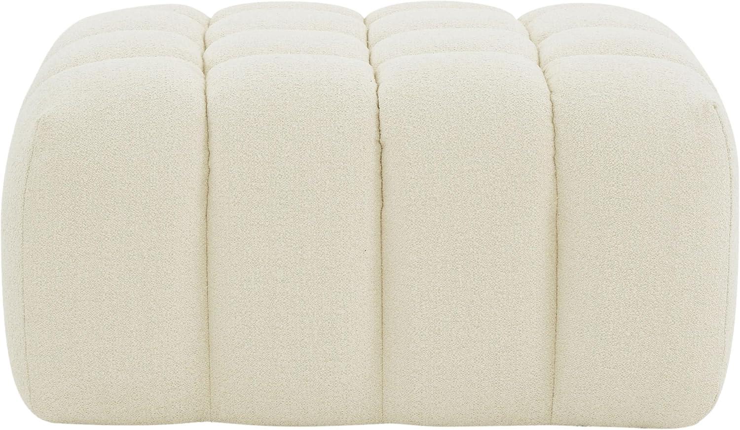 SAFAVIEH Couture Calyna Modern Boucle Tufted Ottoman, Cream