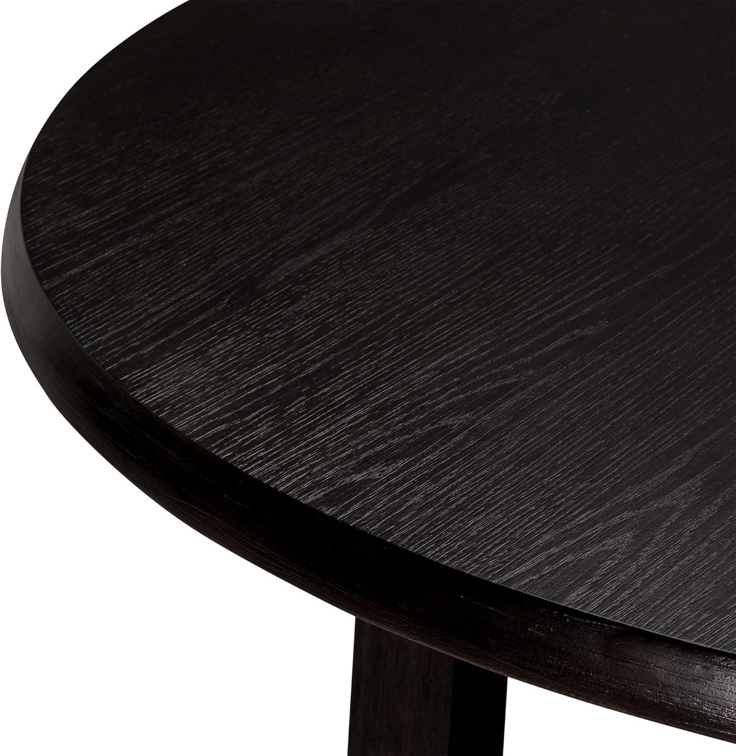 Maven Lane Sasha Round Wooden Dining Table in Weathered Black Finish