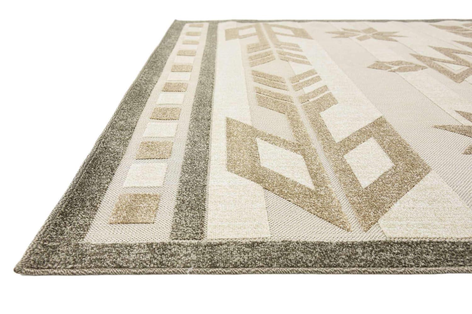 Unique Loom 7' 0 x 10' 0 Beige Outdoor Modern Albuquerque Area Rug