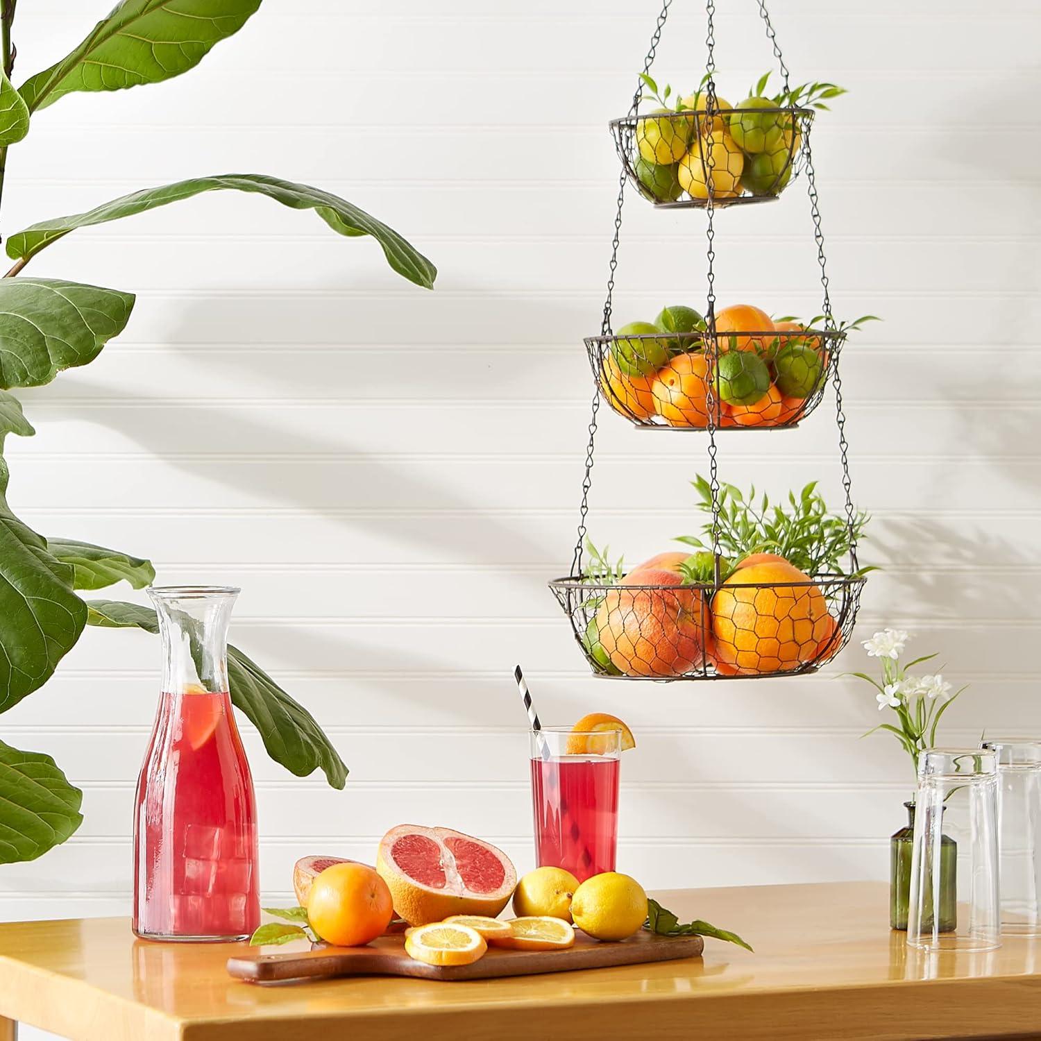 Bronze Metal 3-Tier Hanging Wire Baskets