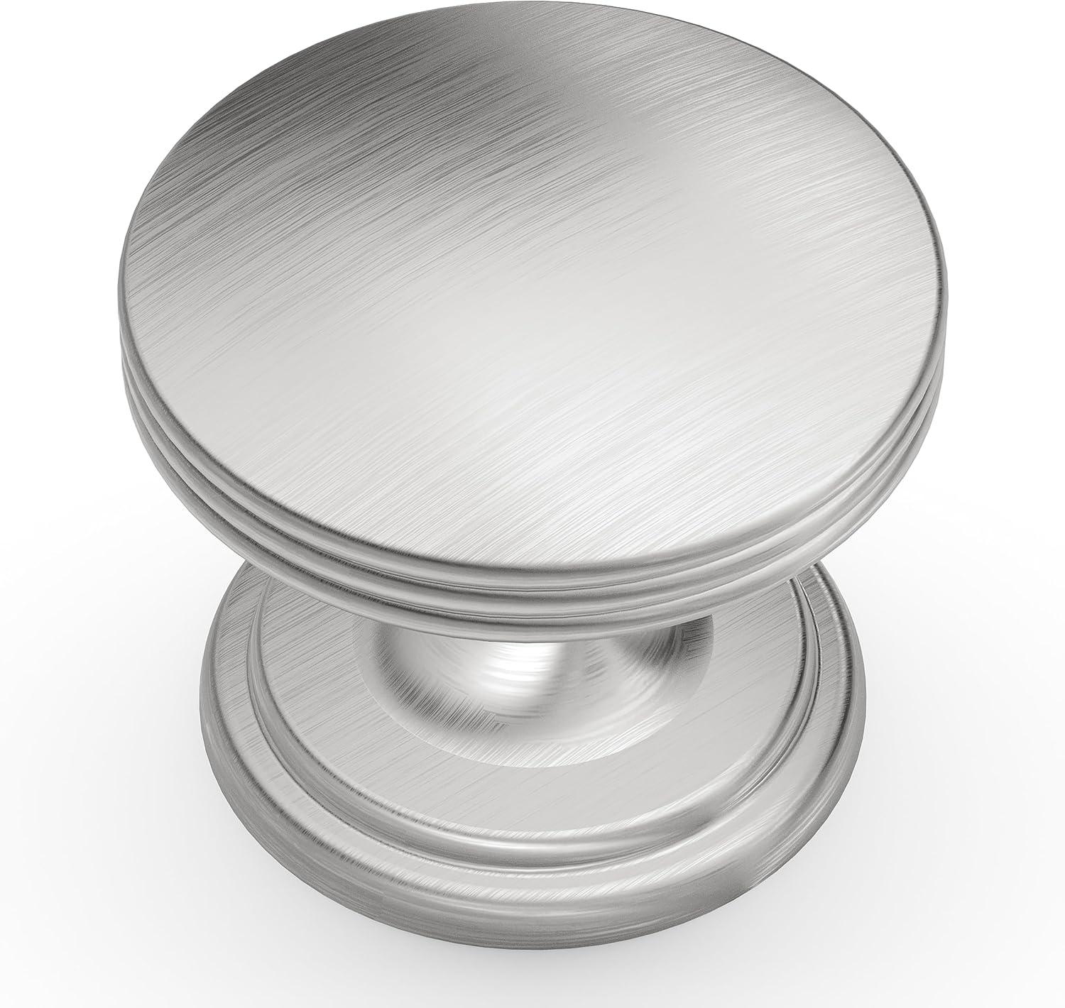 Modern Stainless Steel Round Cabinet Knob with Mounting Hardware