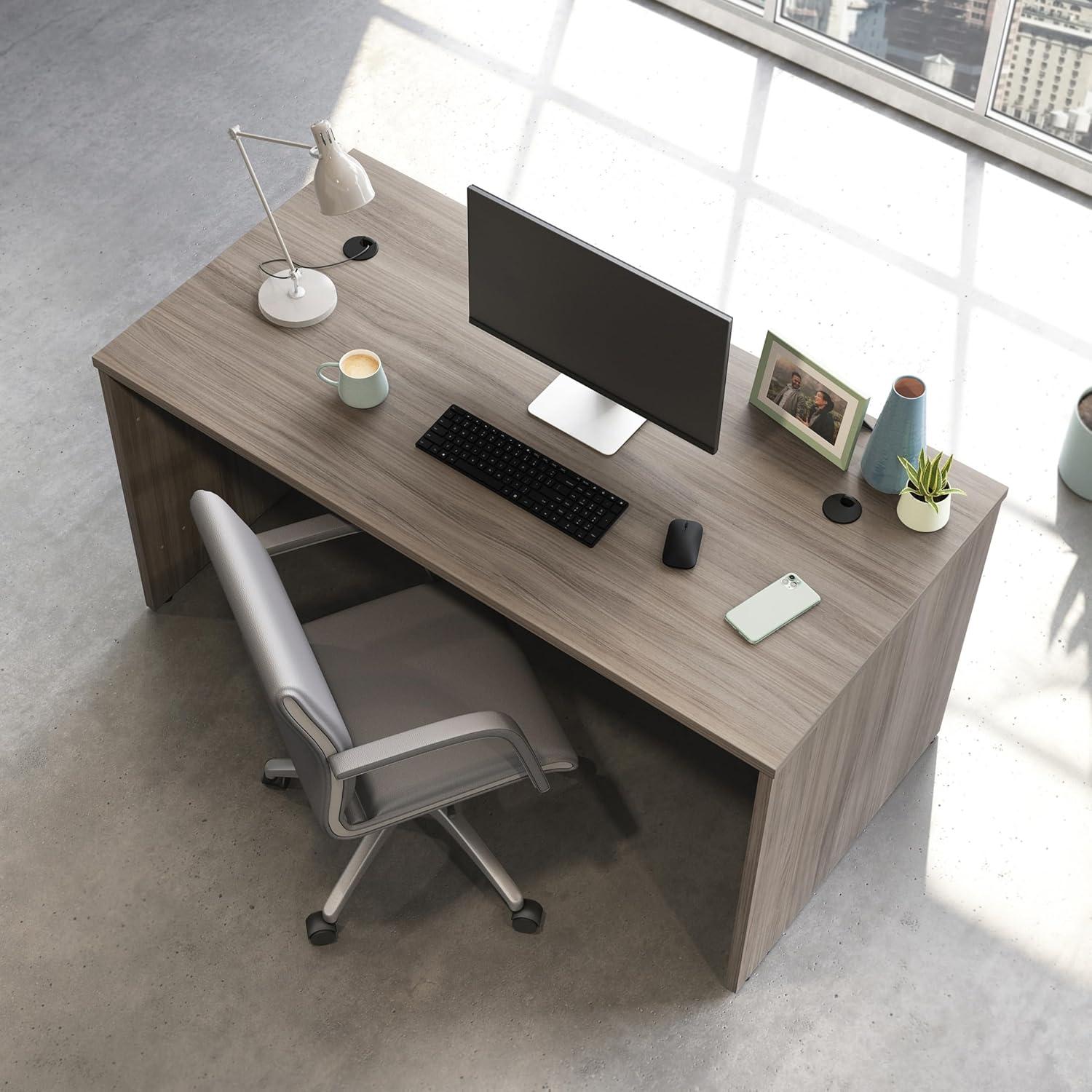 Sauder Affirm Engineered Wood 60"x30" Executive Desk in Hudson Elm/Brown