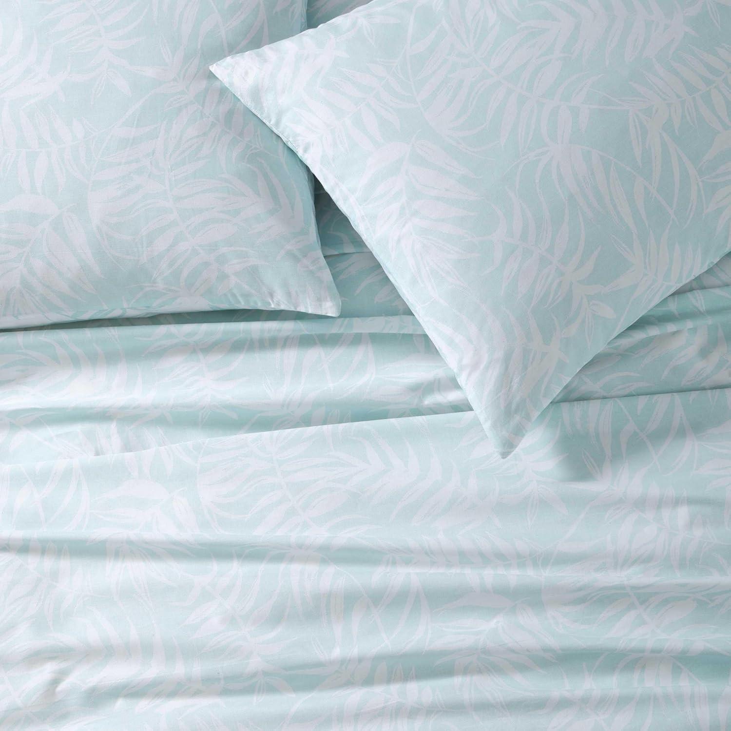 Tommy Bahama 3pc King Art of Palms Cotton Duvet Set Blue: Floral Pattern, Inner Ties, Machine Washable