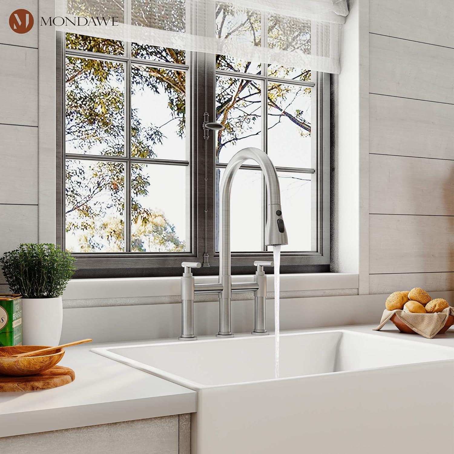 mondawe KMLT0005-WH-WF Mondawe Pull Down Kitchen Faucet