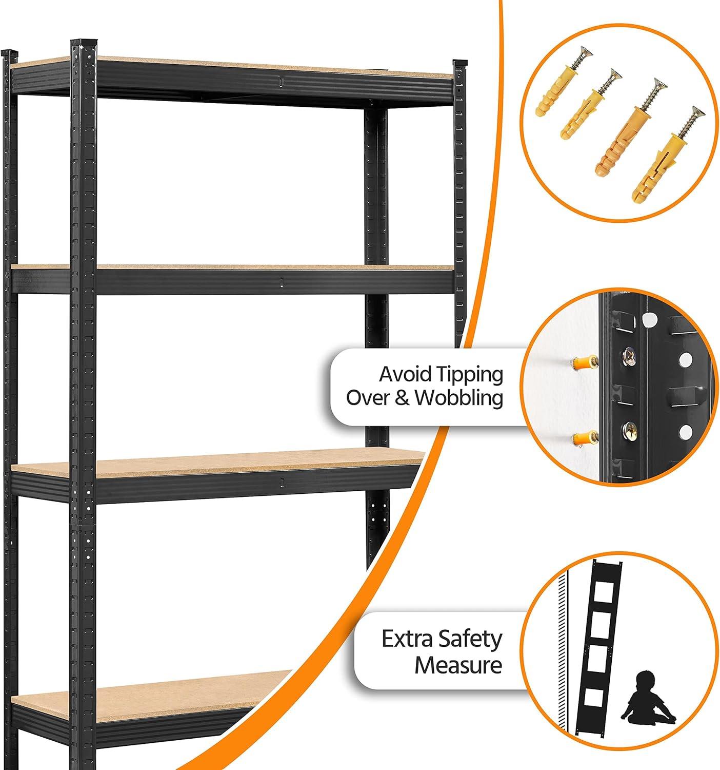 Smile Mart 2PCS 5 Tiers Adjustable Storage Shelf Units for Garage, 35.5″ L*12″ W*71″ H, Black