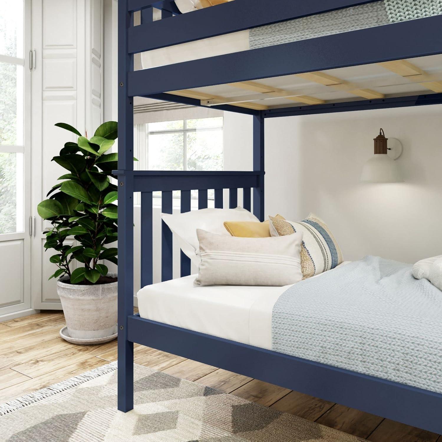 Plank+Beam Solid Wood Twin over Twin Bunk Bed with Ladder for Adults, No Box Spring Needed