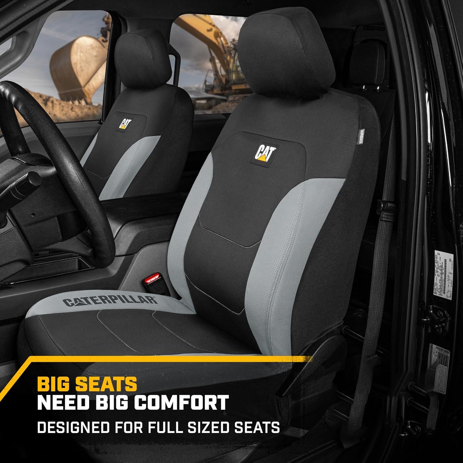 Universal Fit Black and Gray Poly-Cotton Automotive Seat Covers