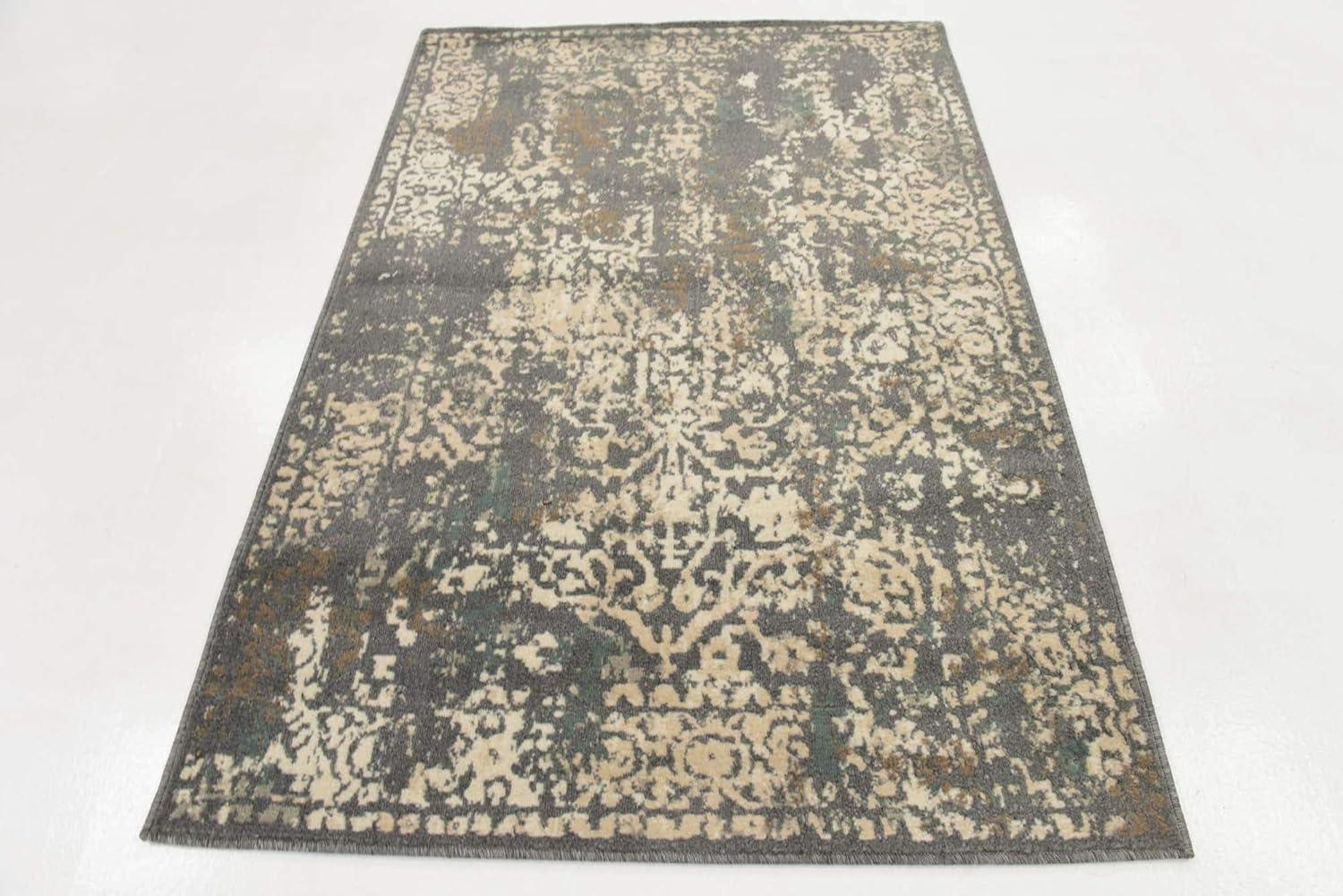 Unique Loom Tuareg Collection Area Rug - Mirage (4' 1" x 6' 1" Rectangle Gray/Beige)