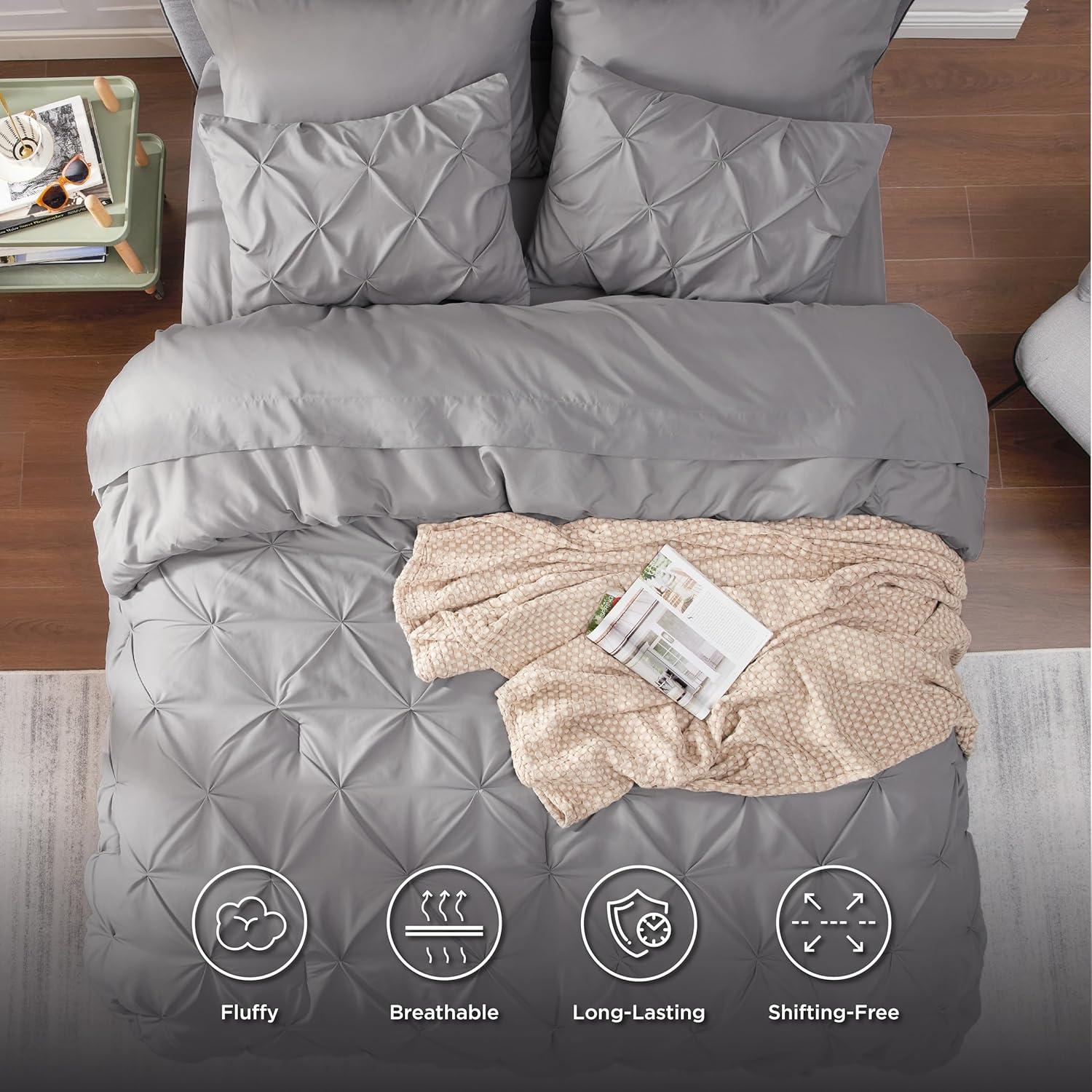 Grey Queen Microfiber Down Alternative Bed in a Bag Set