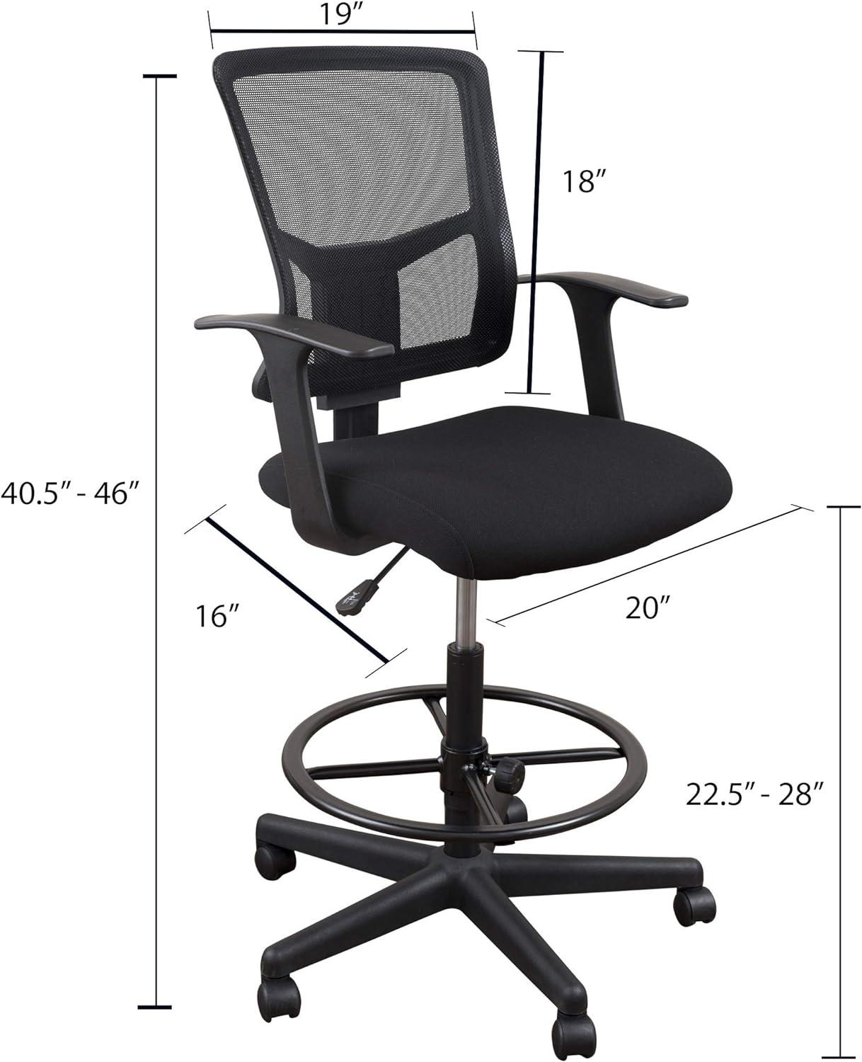 Stand Up Desk Store Sit to Stand Drafting Task Stool Chair for Standing Desks with Adjustable Footrest and Armrests